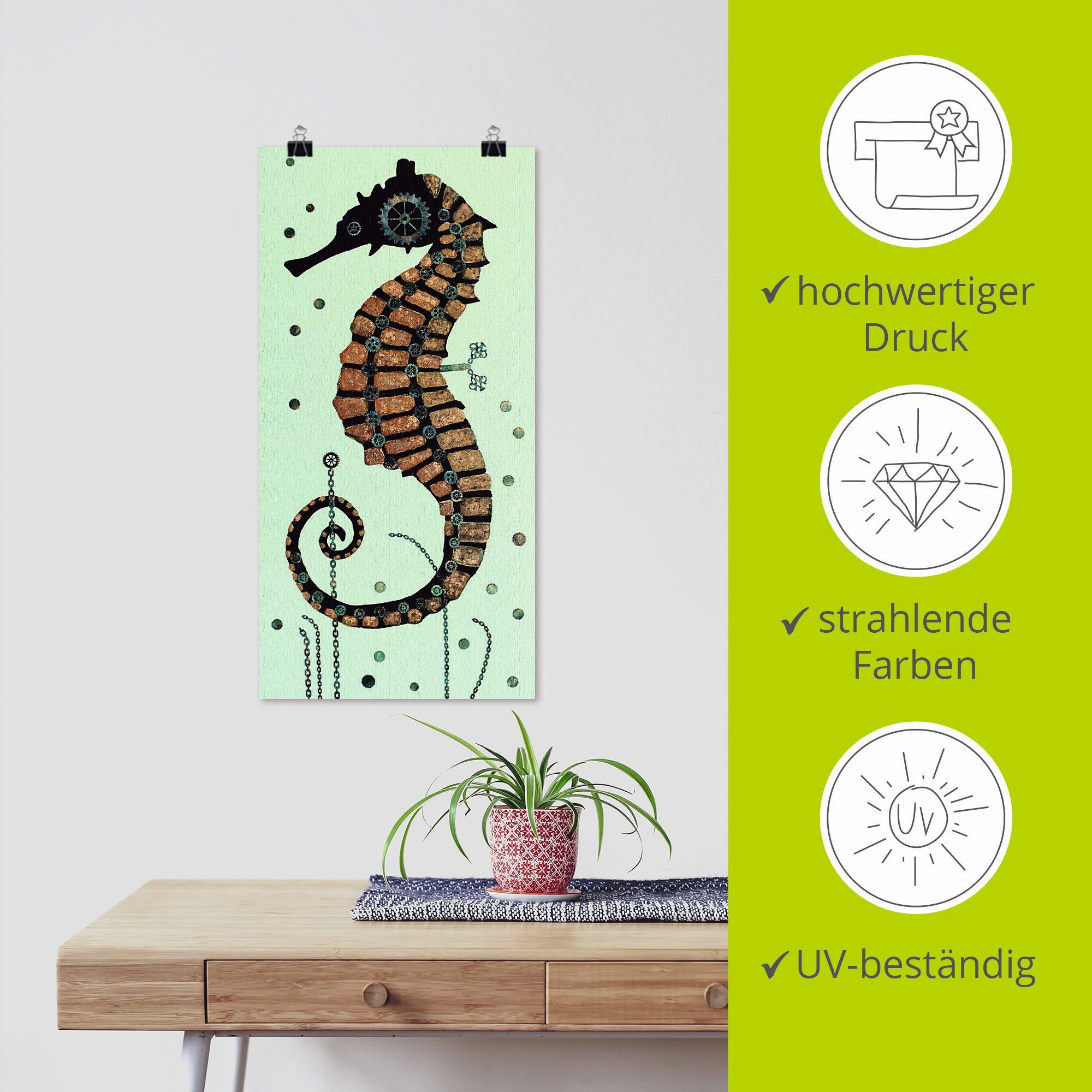 Artland Poster Zeepaardje textuur als artprint van aluminium, artprint op linnen, muursticker of poster in verschillende maten