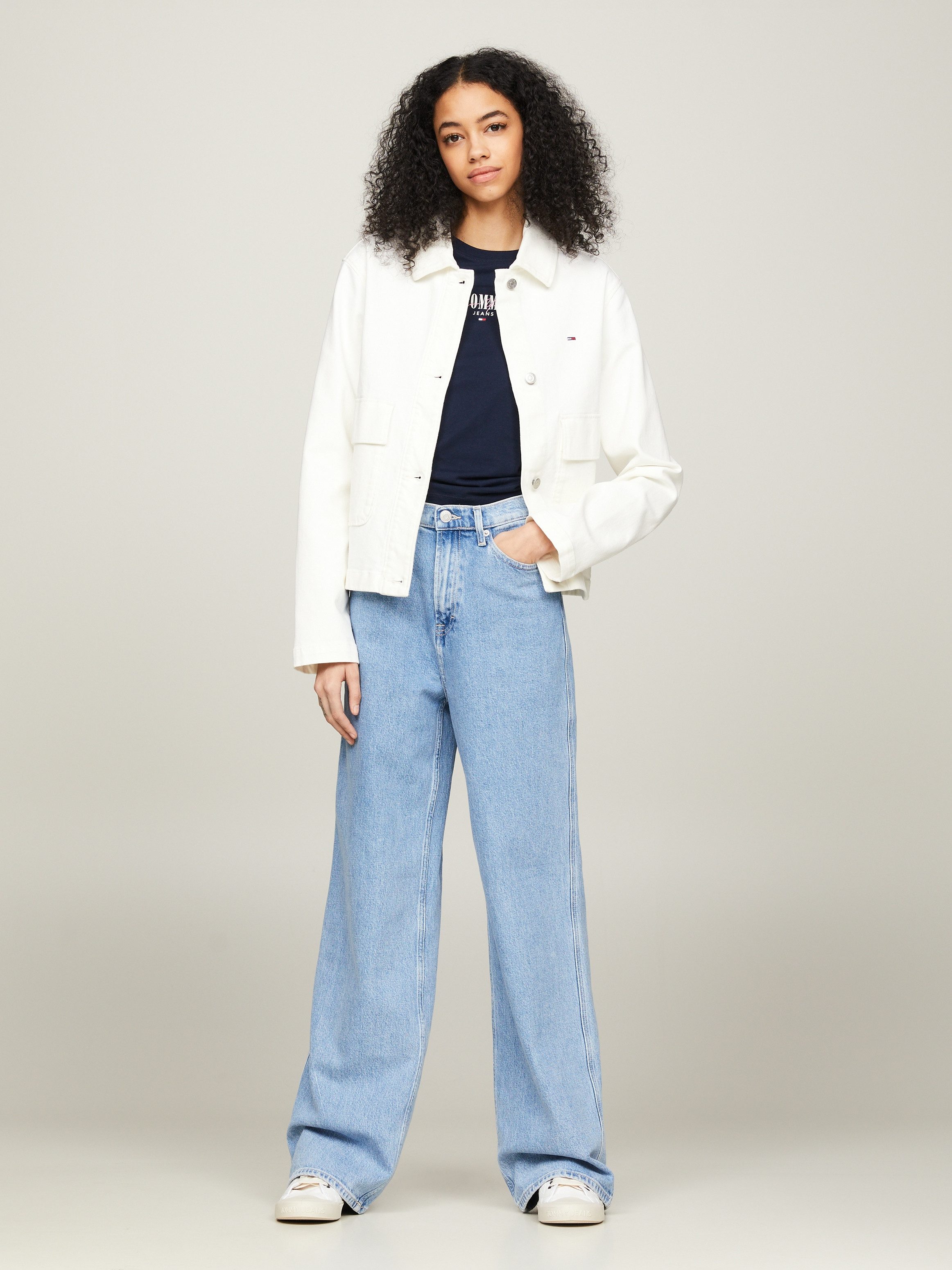 TOMMY JEANS Wijde jeans CLAIRE HGH WD BH4116 met tommy jeans merklabel & badge