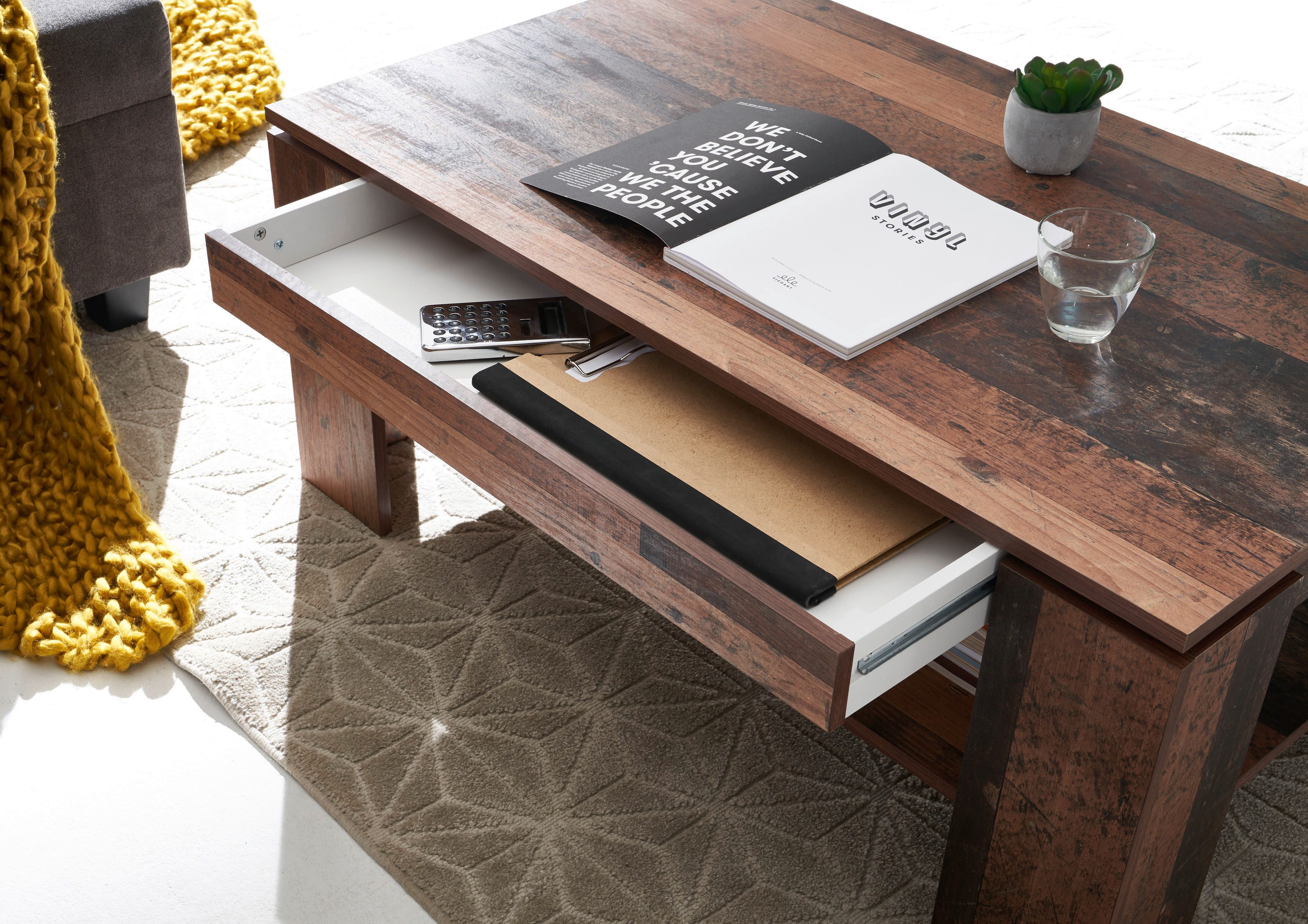 Stolkom Salontafel Harrison met lade, tafel in old style decor, BxHxD 100x44x60 cm
