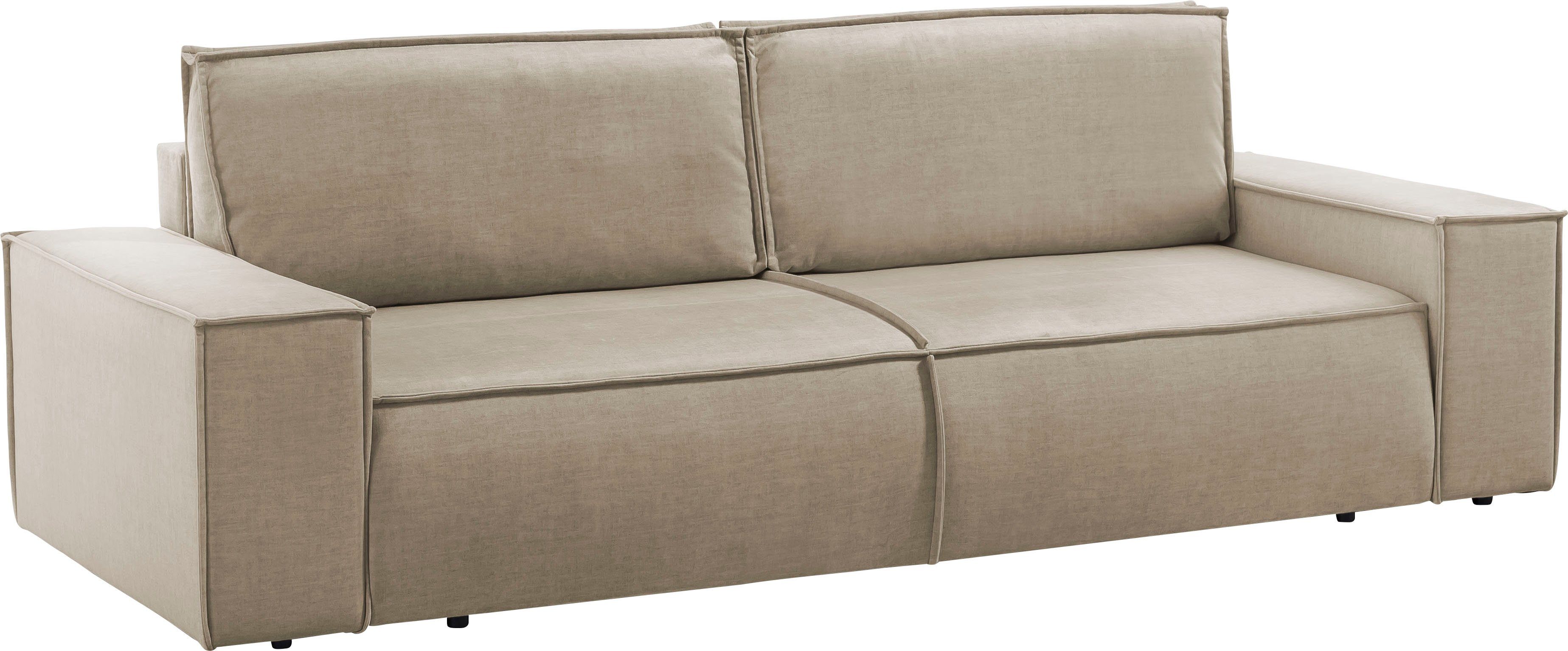 Home affaire 3-zitsbank SHERWOOD slaapbank (257 cm) ribfluweel, velours, vintage lederlook