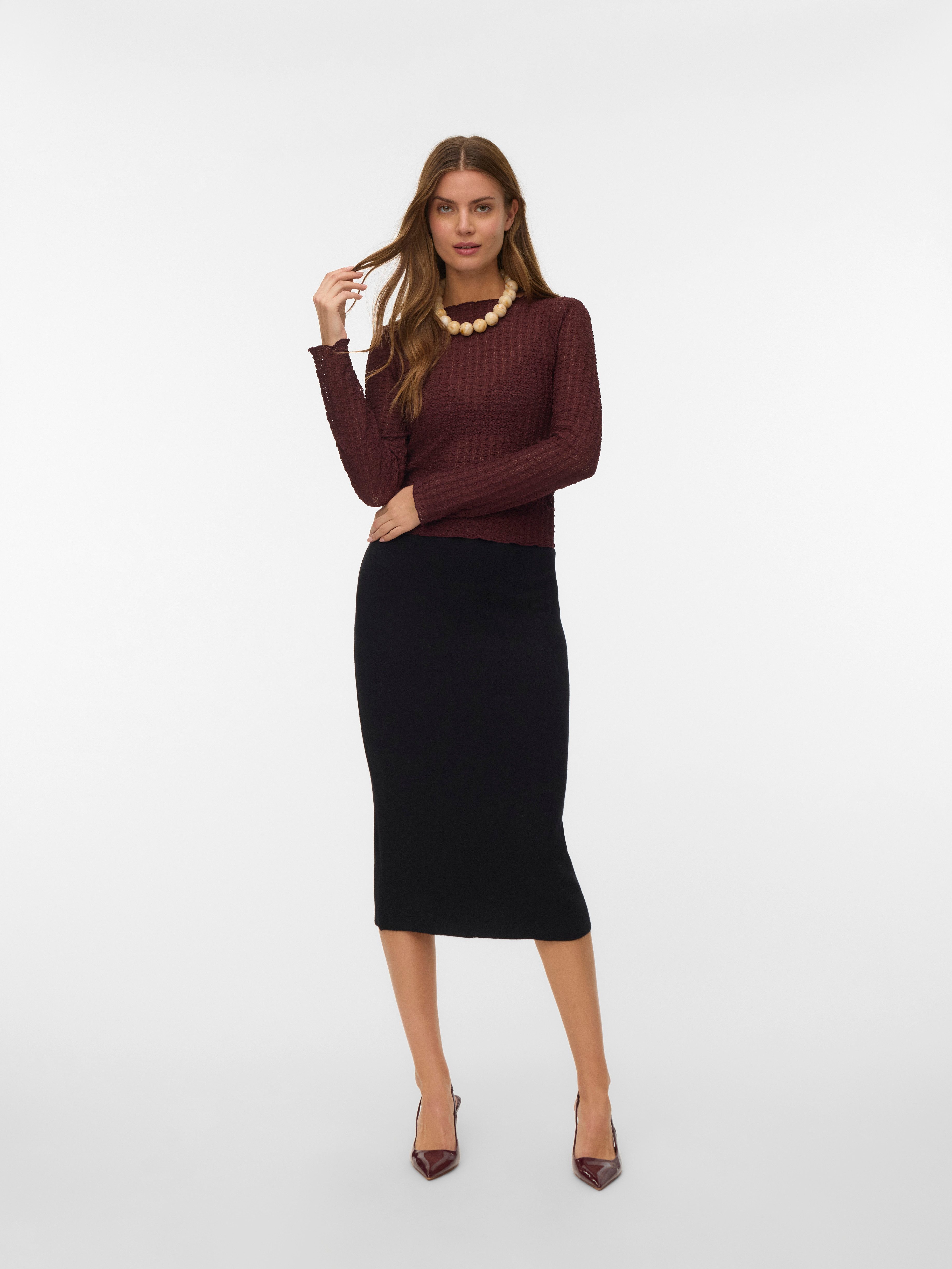 Vero Moda Gebreide rok VMSABA FULLNEEDL NW 7/8 LNGHT SKIRT NOOS
