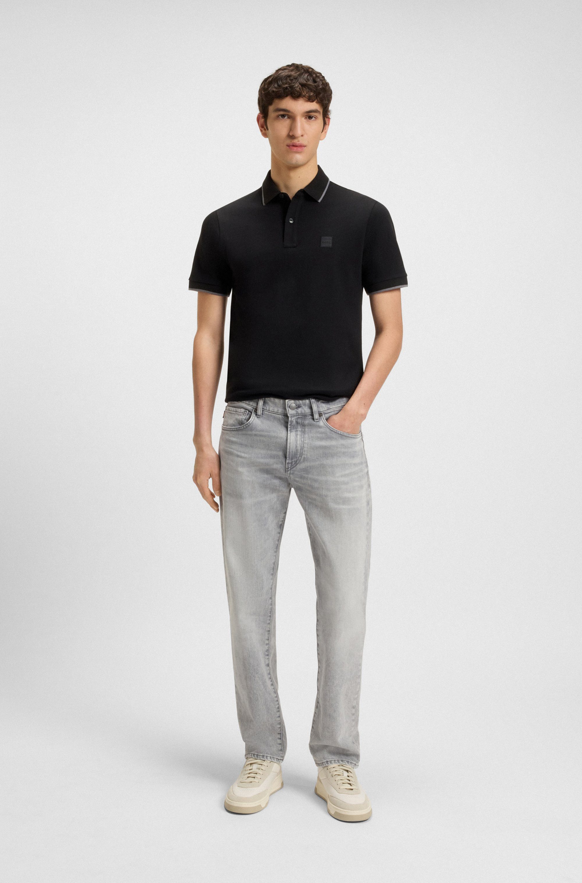 Boss Orange Poloshirt Passertip met boss badge