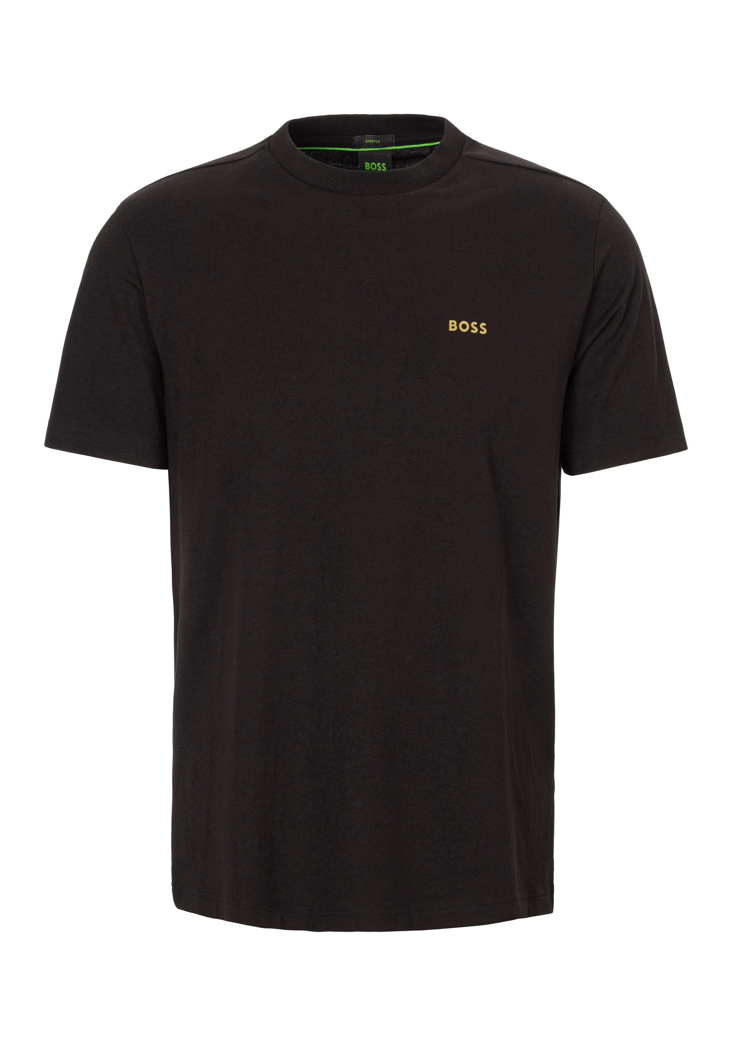 BOSS GREEN Shirt met ronde hals Thee met gegomd contrast-logo