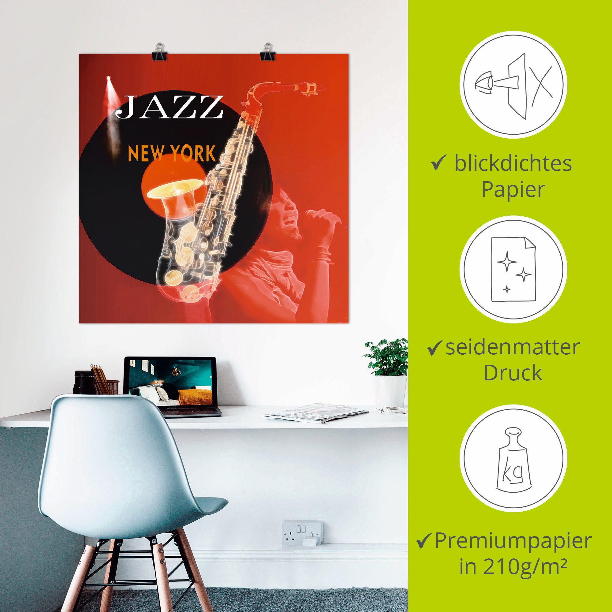 Artland Artprint Muziek abstracte collage als artprint op linnen, poster in verschillende formaten maten