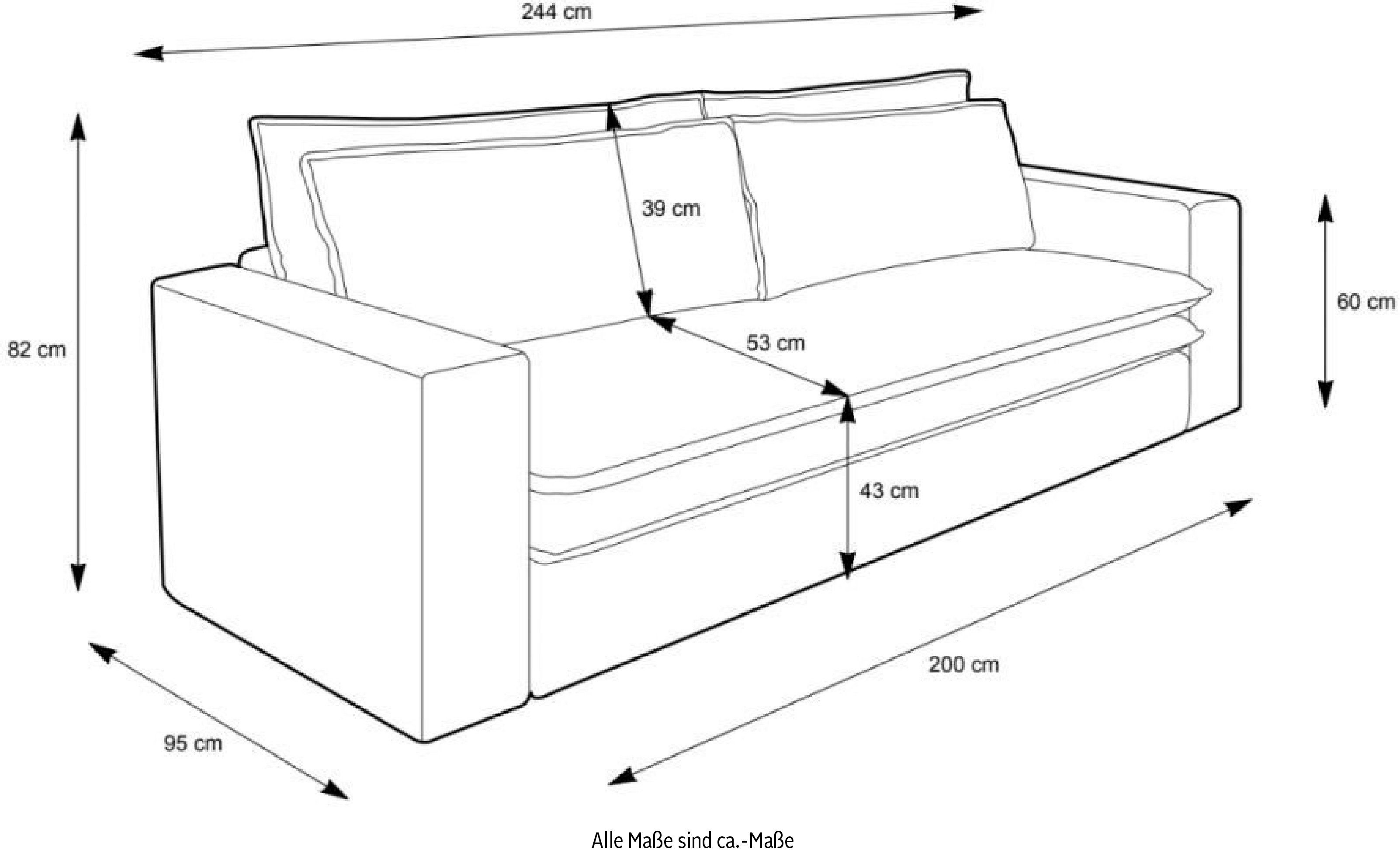 Places of Style Zithoek PIAGGE 3-zitsbank met slaapfunctie en loveseat-hocker als set (2-delig)