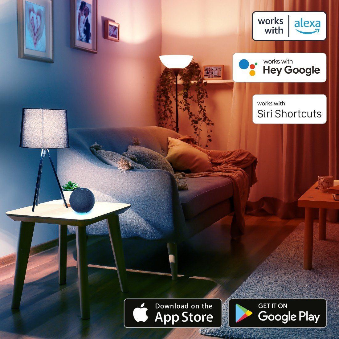 Hama Plafondlamp WiFi lamp, bediend via Alexa, Google, app, glitter, rond