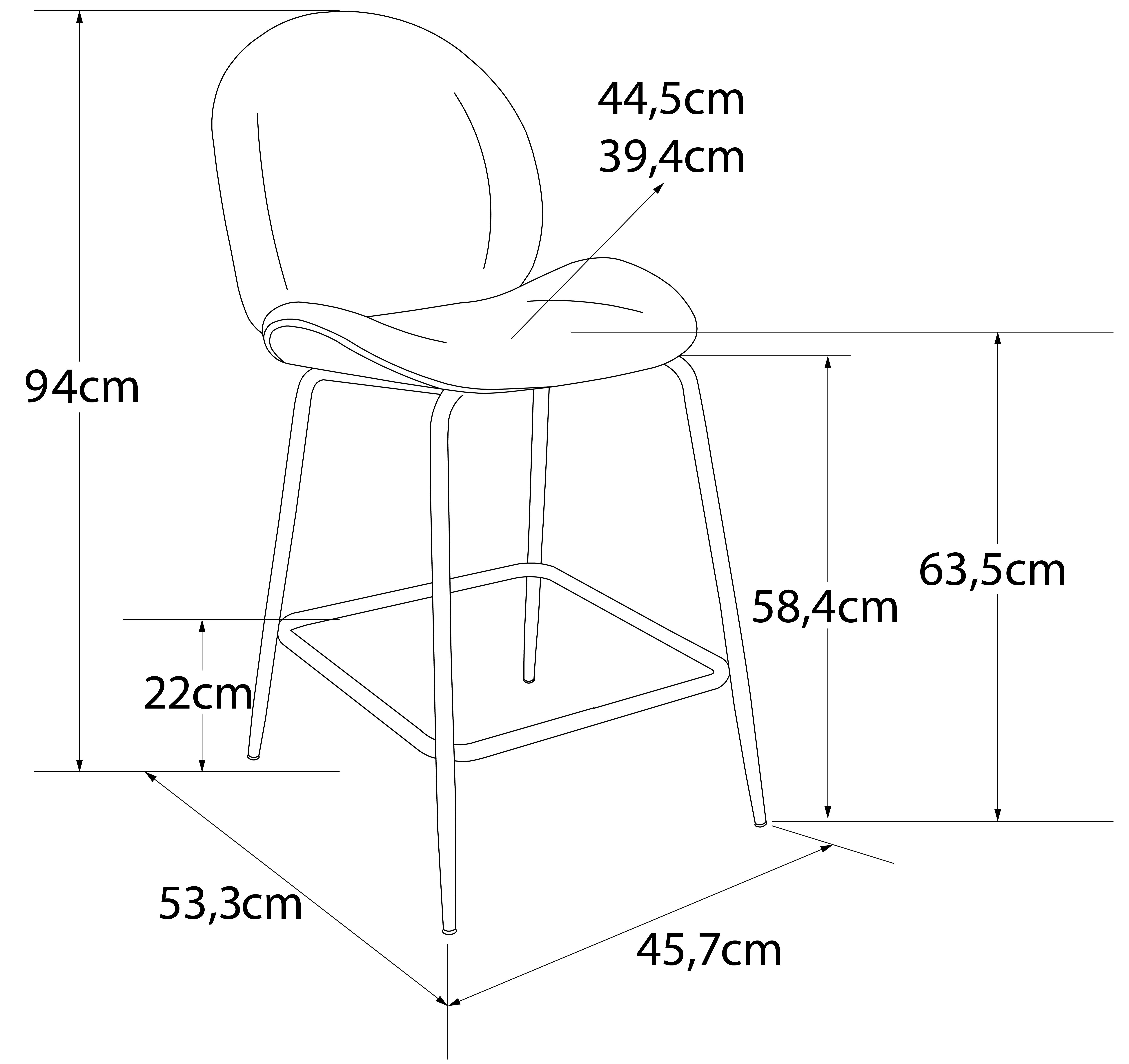 CosmoLiving by Cosmopolitan Barkruk Astor Zacht verdikte zitting en rugleuning, messingkleurig frame, zithoogte 63 cm (1 stuk)