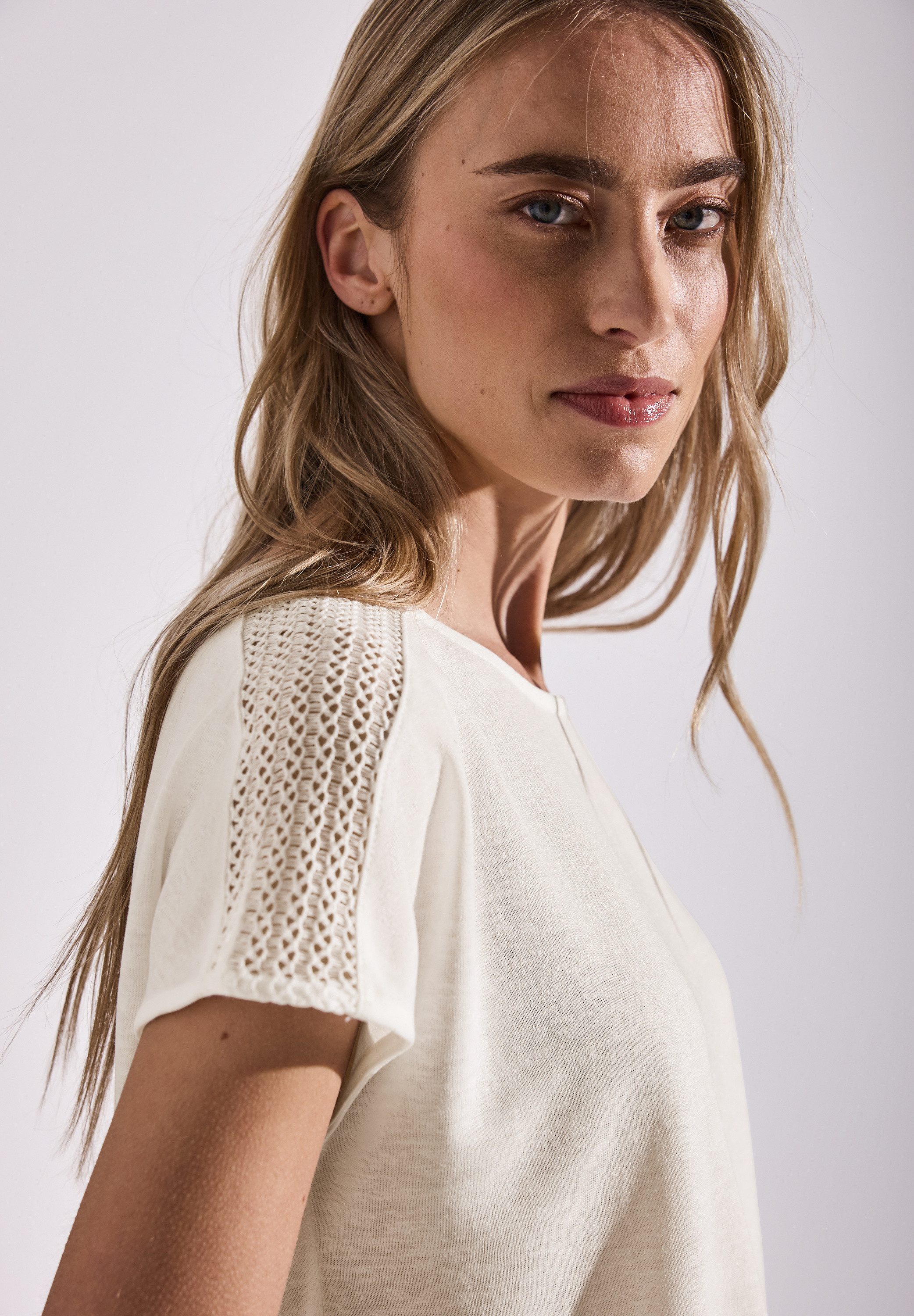 STREET ONE T-shirt met kanten detail