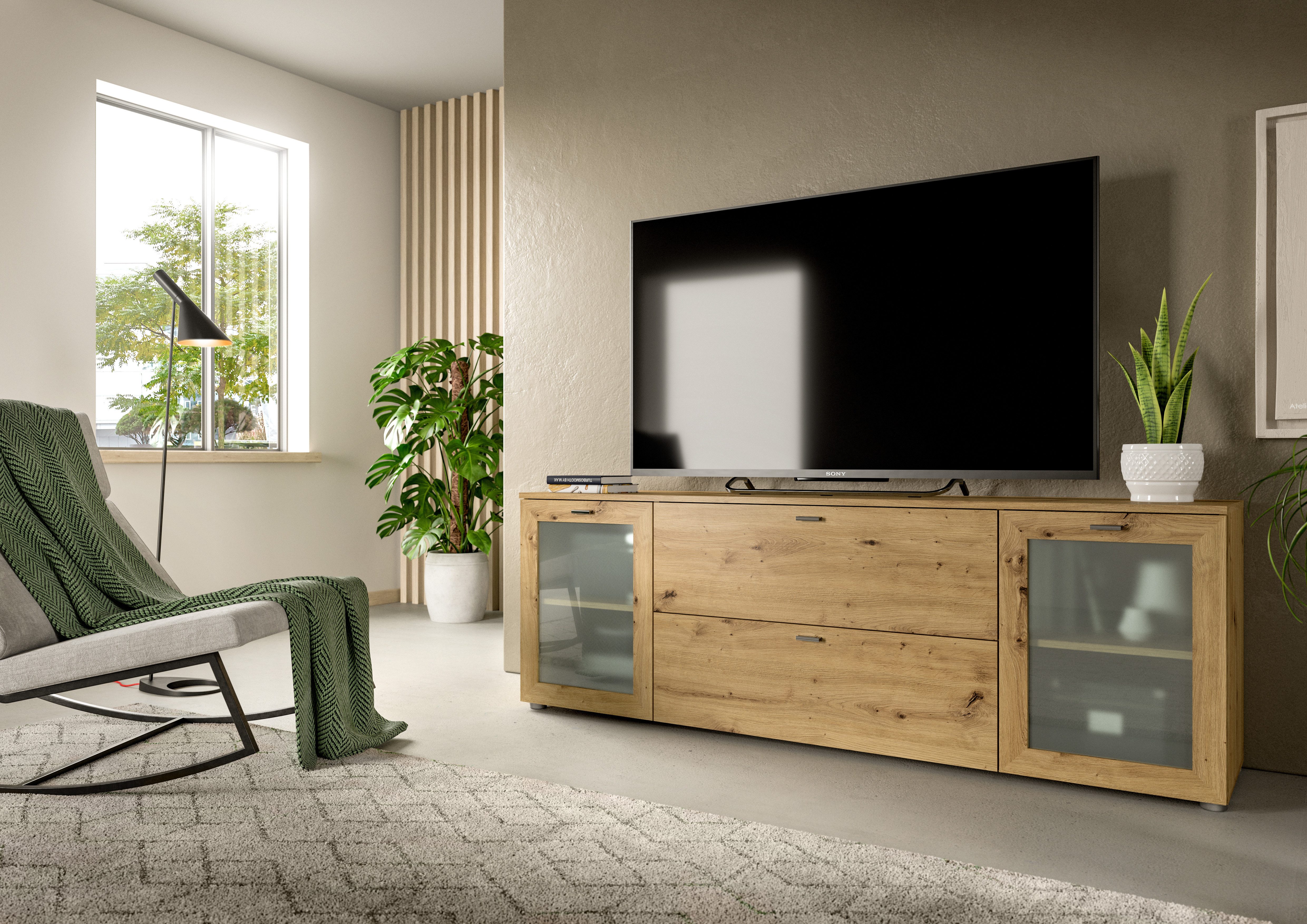 INOSIGN Tv-meubel Onex, breedte 180 cm, met glazen deuren, veelzijdig inzetbaar