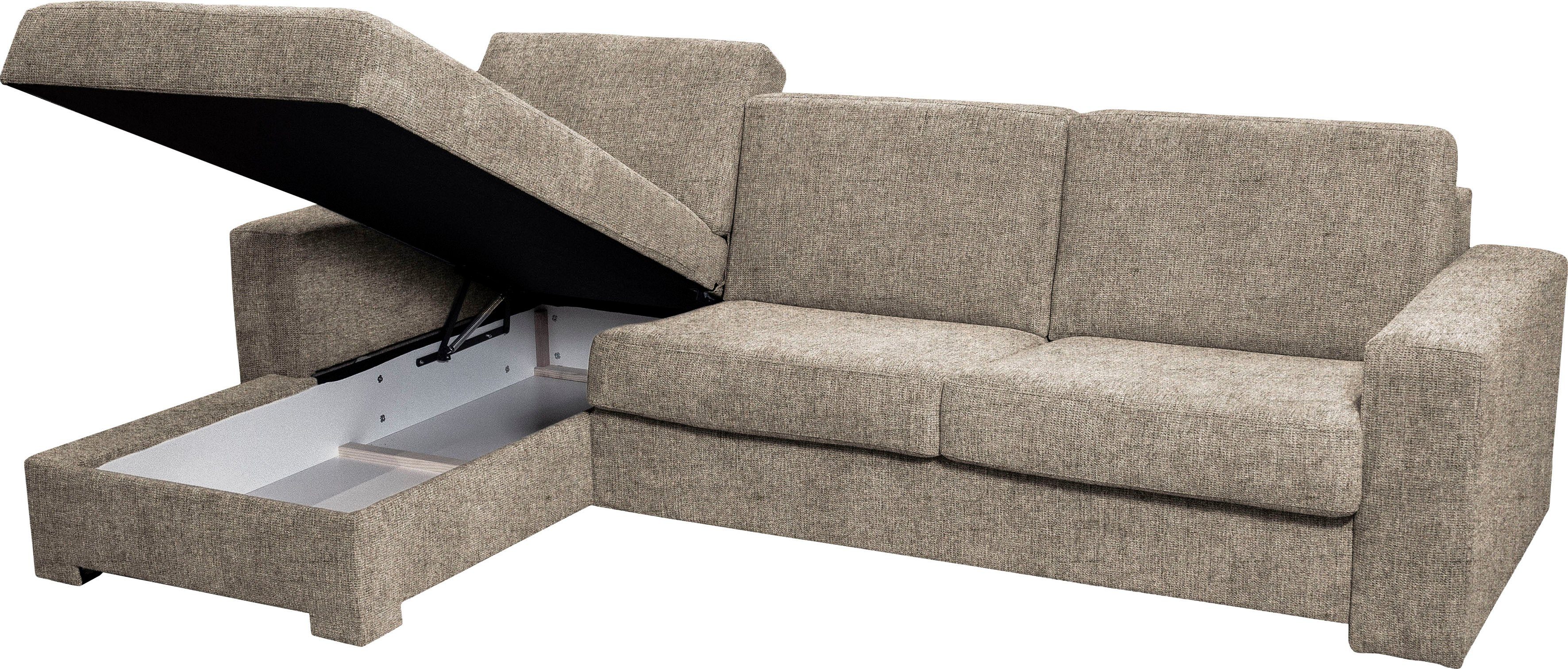 Home affaire Hoekbank Roma "M" matras hoogte 14 cm, slaapfunctie, met ondervering,