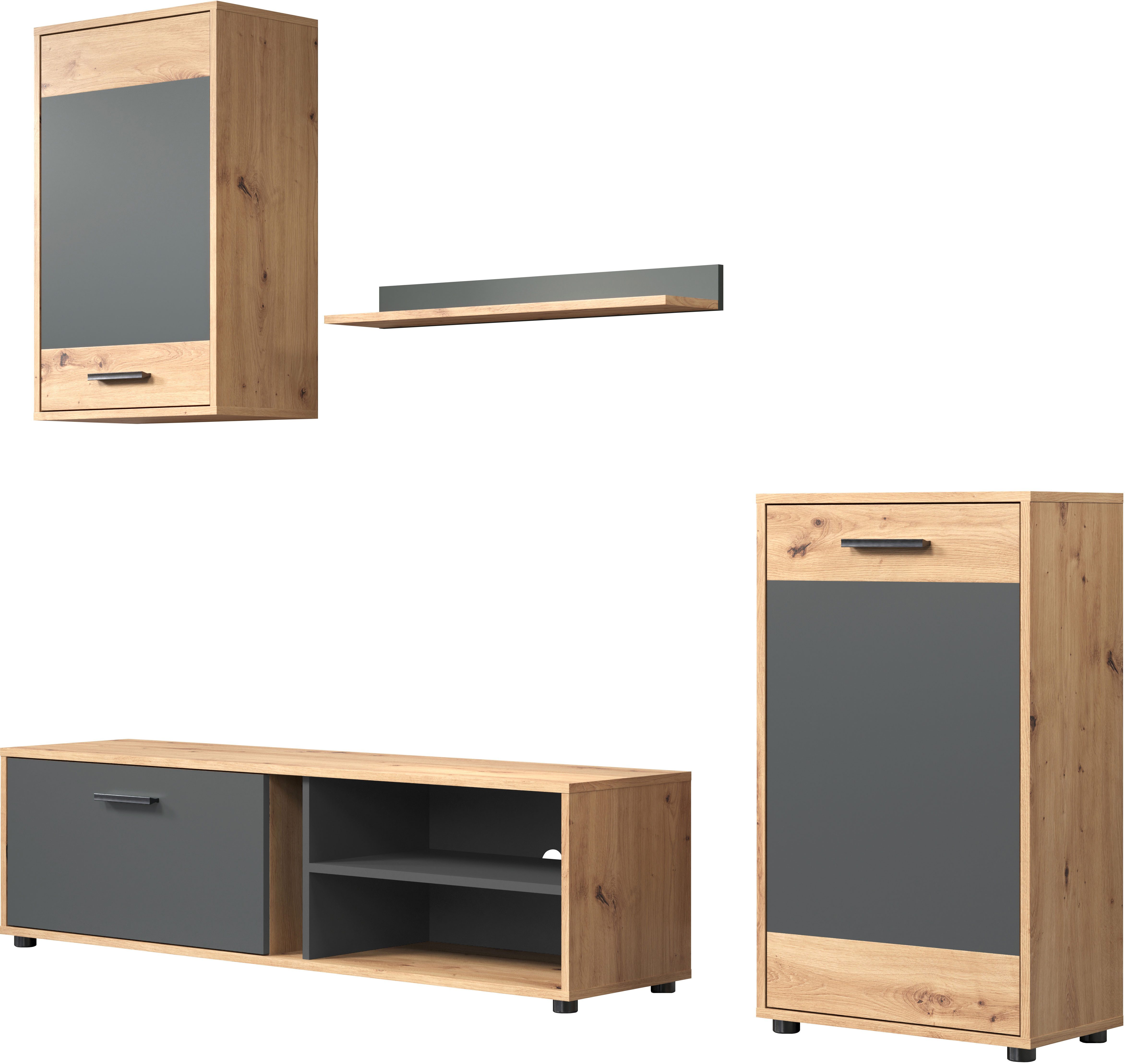 INOSIGN Wandmeubel Valetta incl. lowboard, hangkast, wandplank en highboard (complete set, 4-delig)