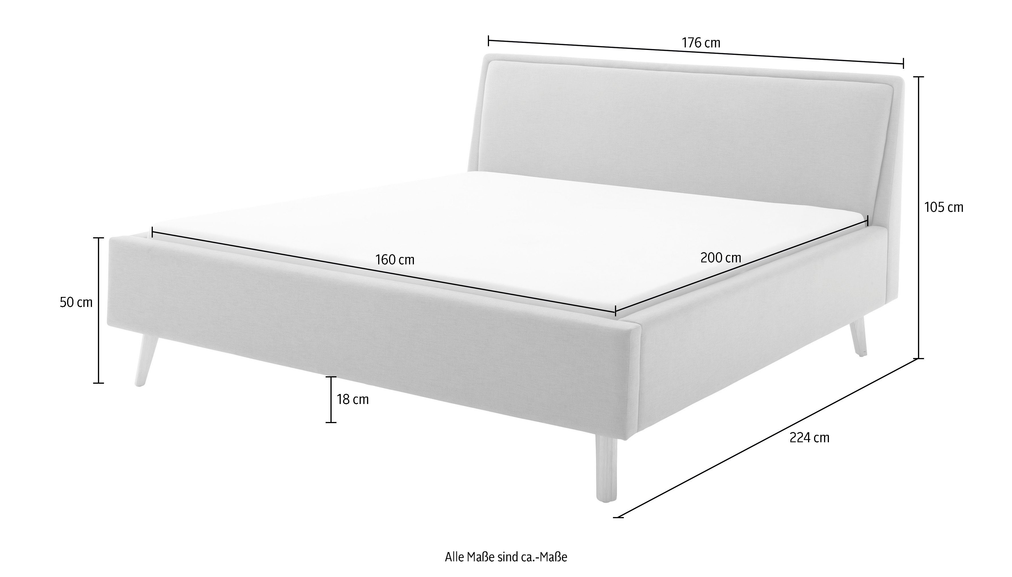 meise.möbel Gestoffeerd bed Frieda naar keuze met lattenbodem en bedkist