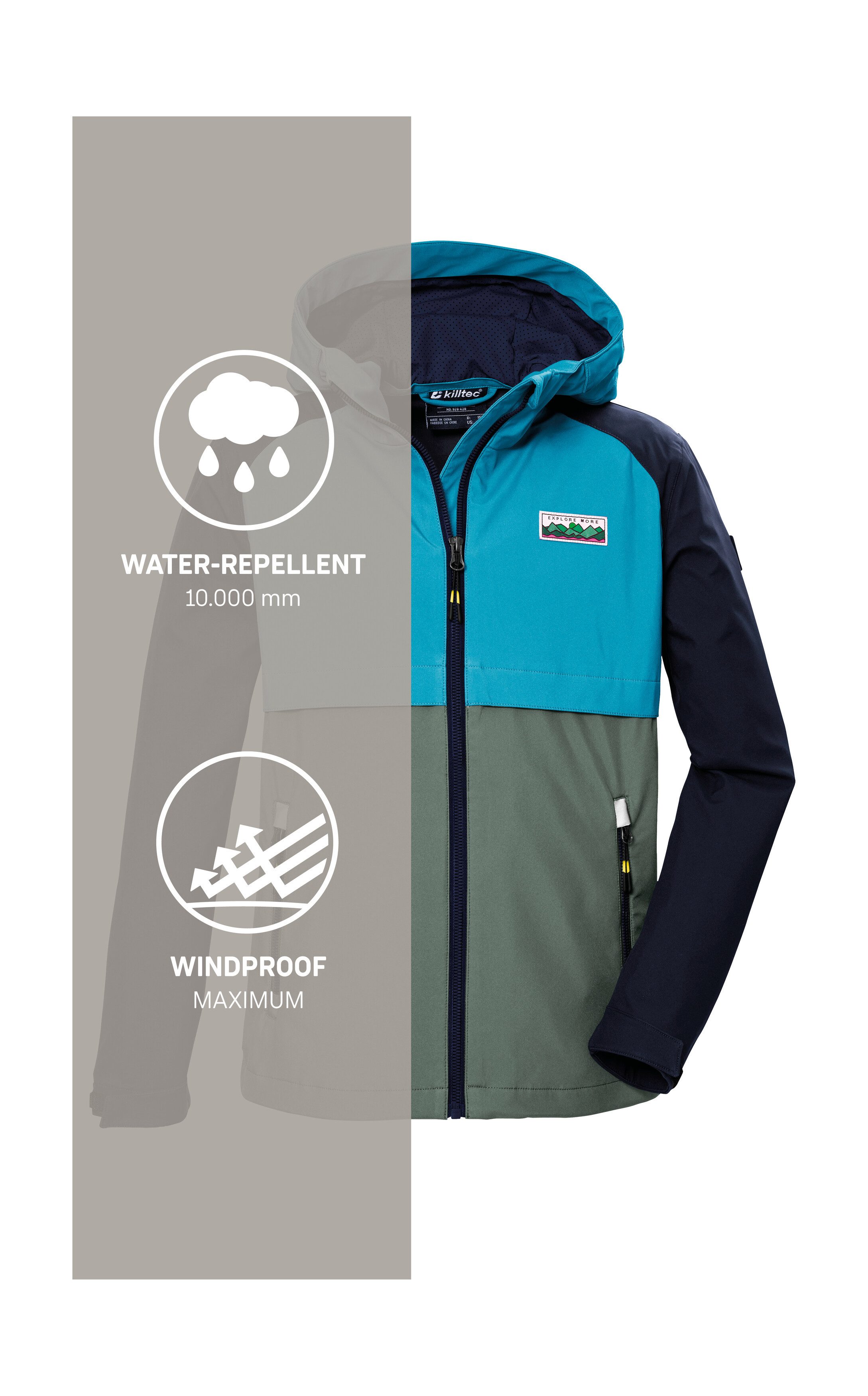 Killtec Softshell-jack KOS 137 BYS SFTSHLL JCKT Killtec kids softshelljack: wind- en waterafstotend, PFAS-vrij