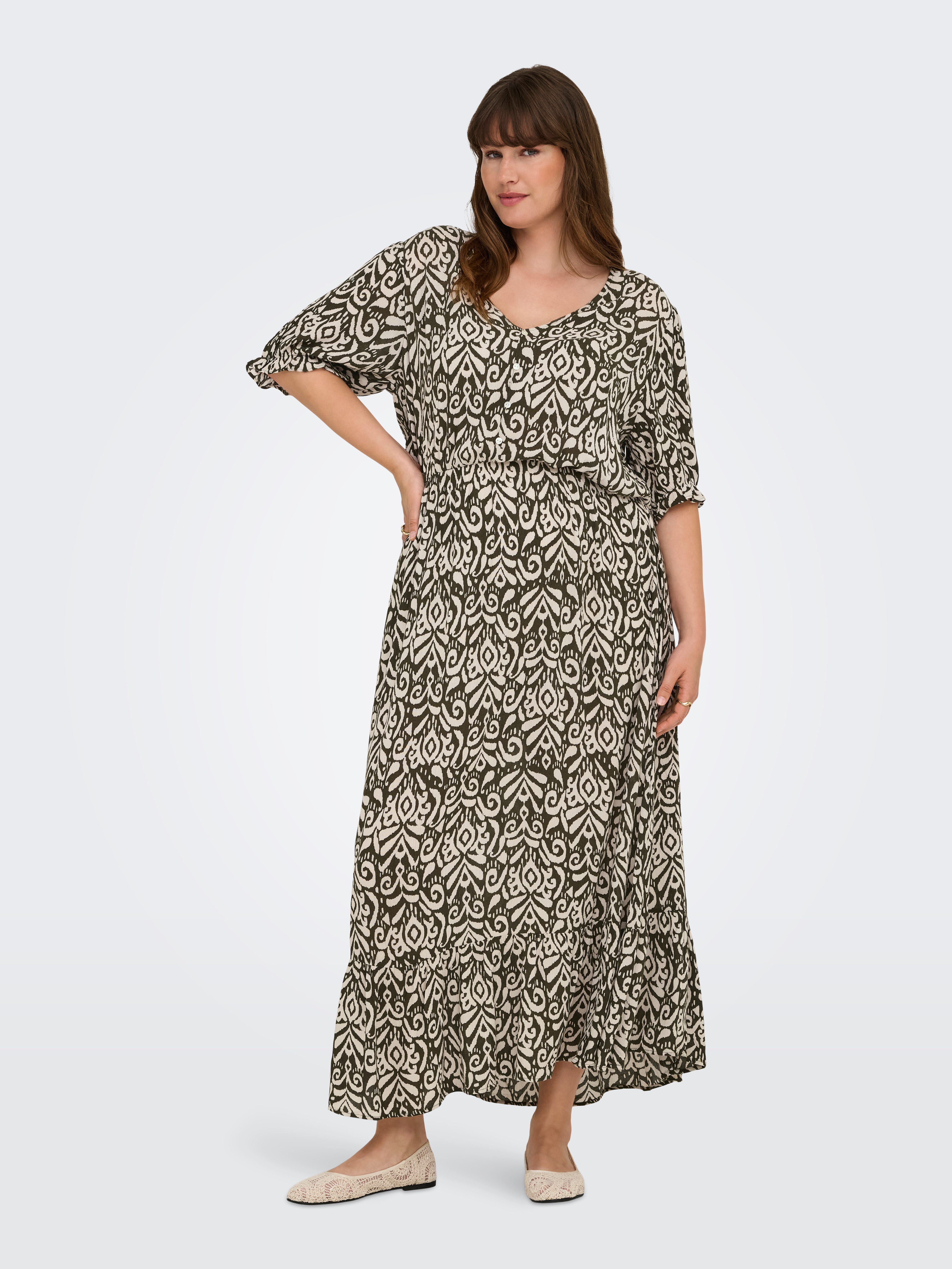 ONLY CARMAKOMA Zomerjurk CARCHIANTI S/S CALF DRESS WVN NOOS
