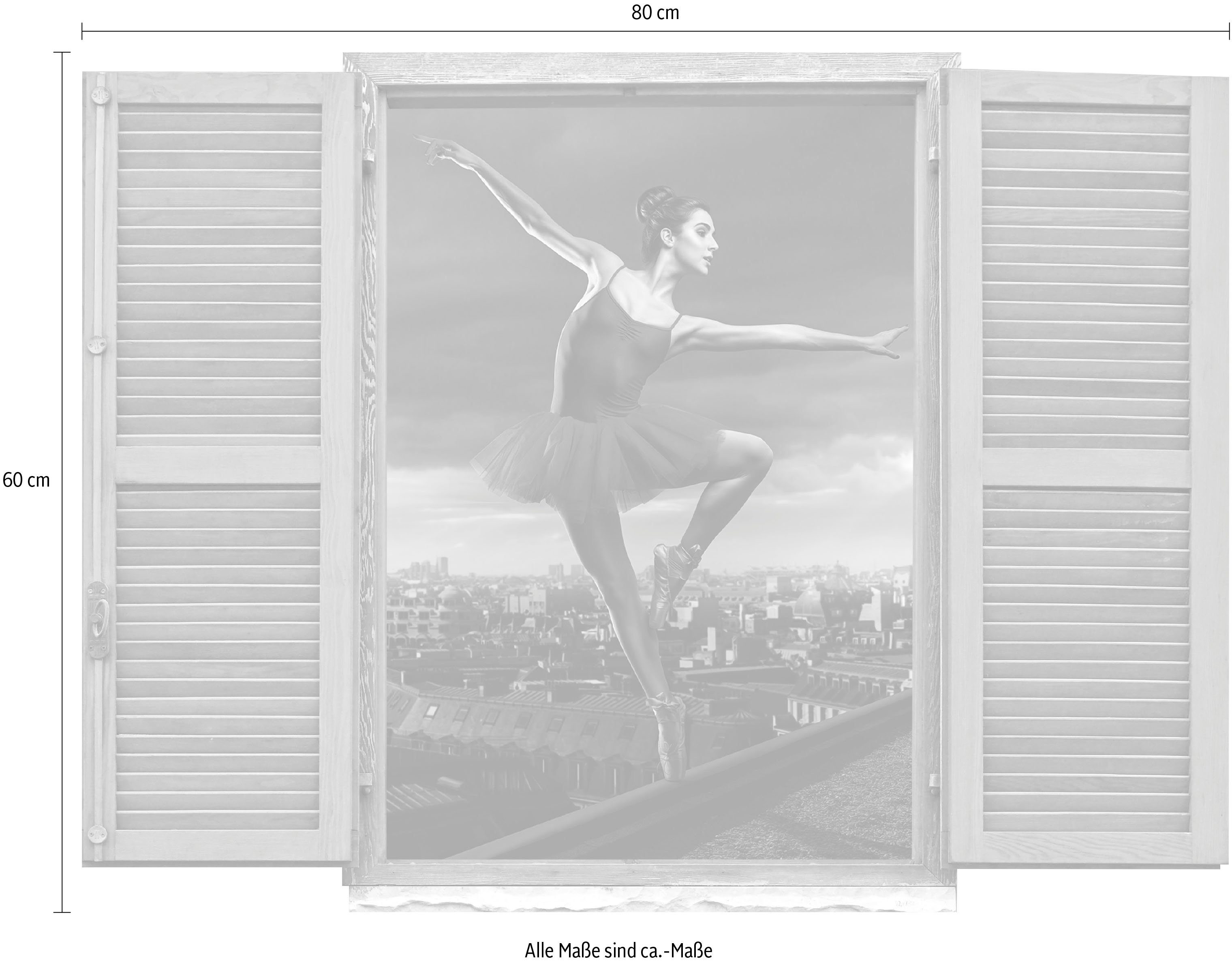 queence Wandfolie Danseres Muursticker, muurdecoratie, zelfklevend, 3D, raam (1 stuk)