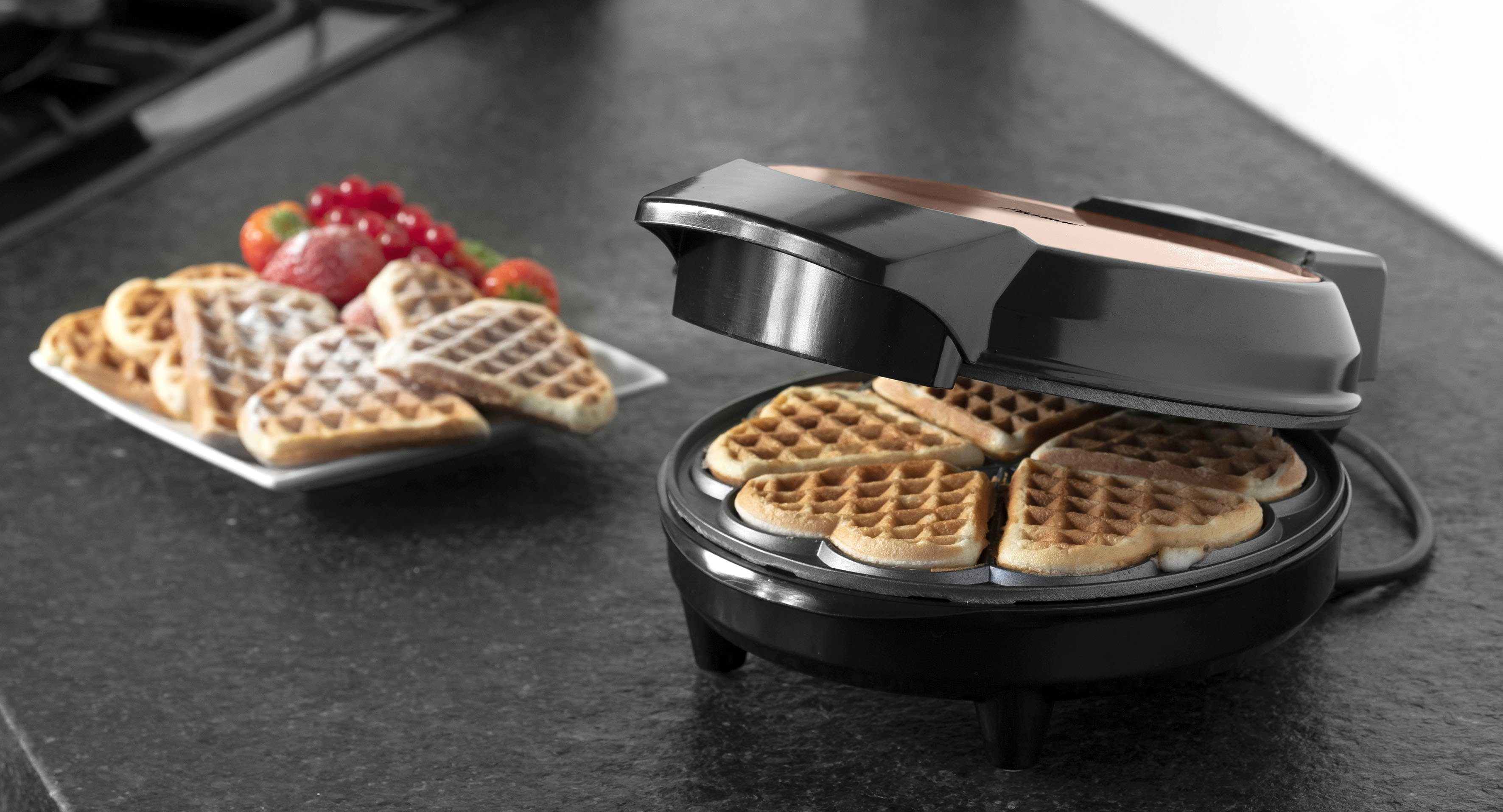 bestron Wafelijzer AWM700CO Wafelijzer met antiaanbaklaag voor wafels in hartmodel