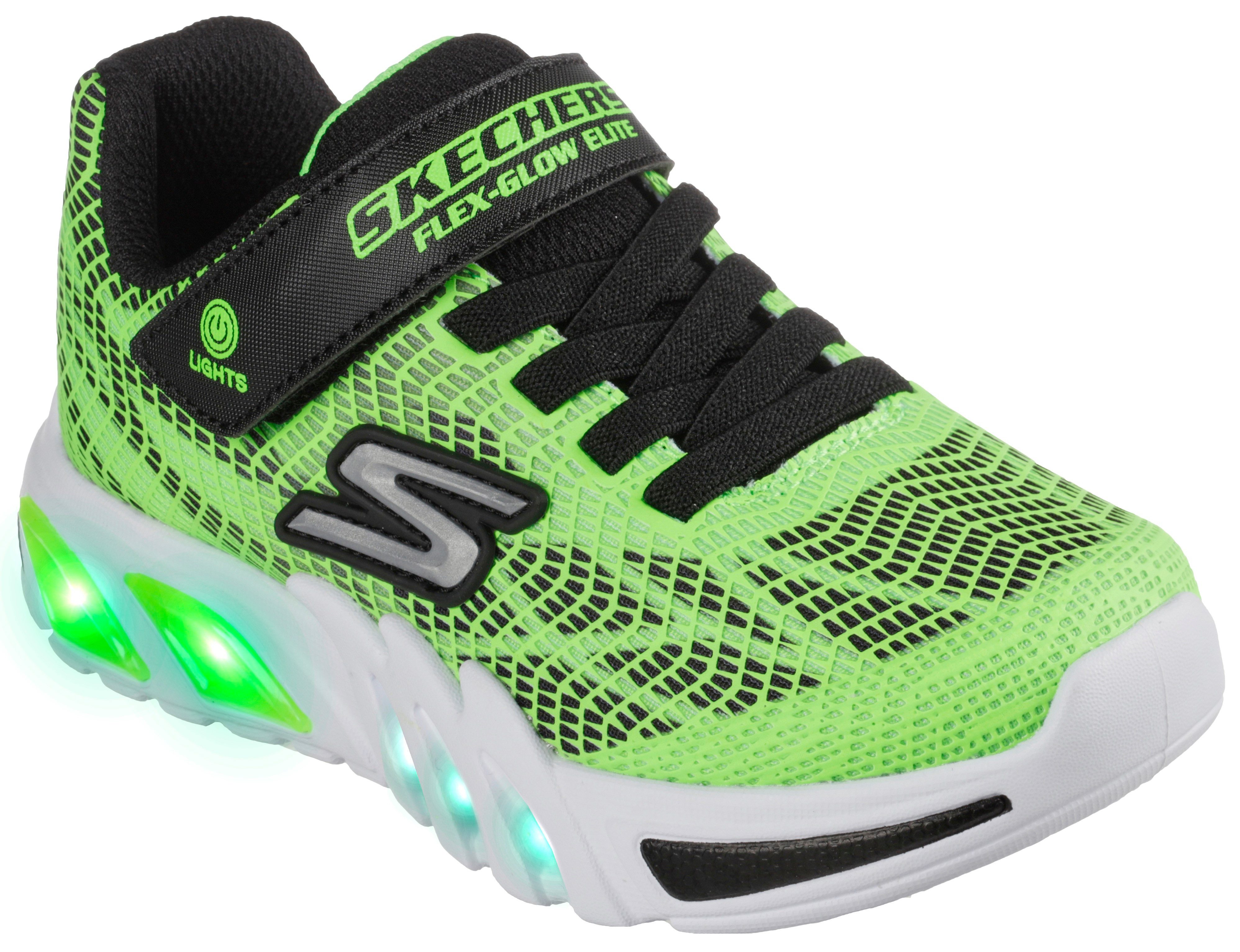 Skechers Sneakers Blinkschoen Flex-Glow Elite - Voorlo blink schoen, led schoen, klittenbandschoen met elastiek en klittenband