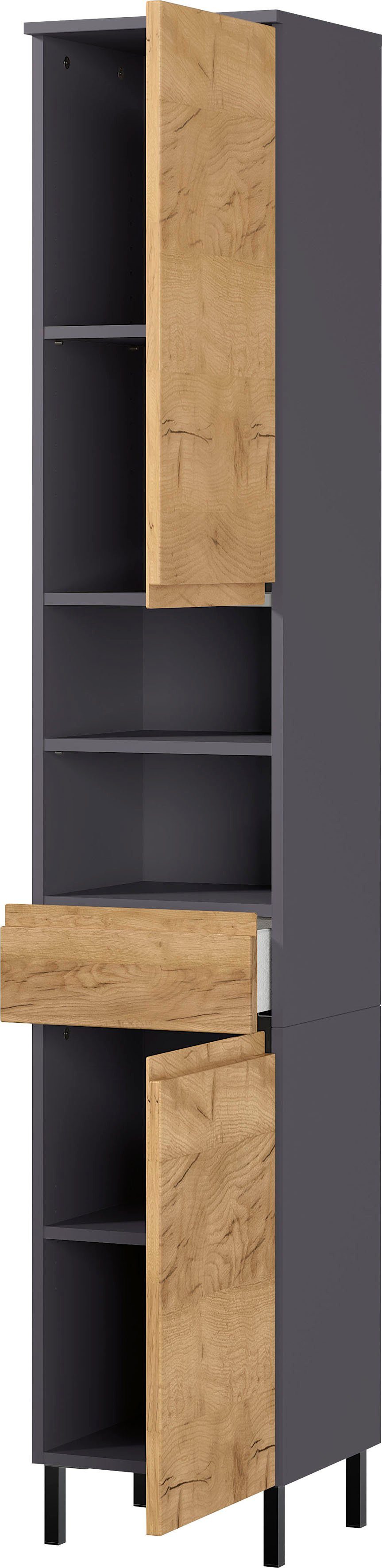 GERMANIA Badkamerserie Scantic van halfhoge kast, spiegel, wastafelonderkast, hoge kast (set, 4-delig)