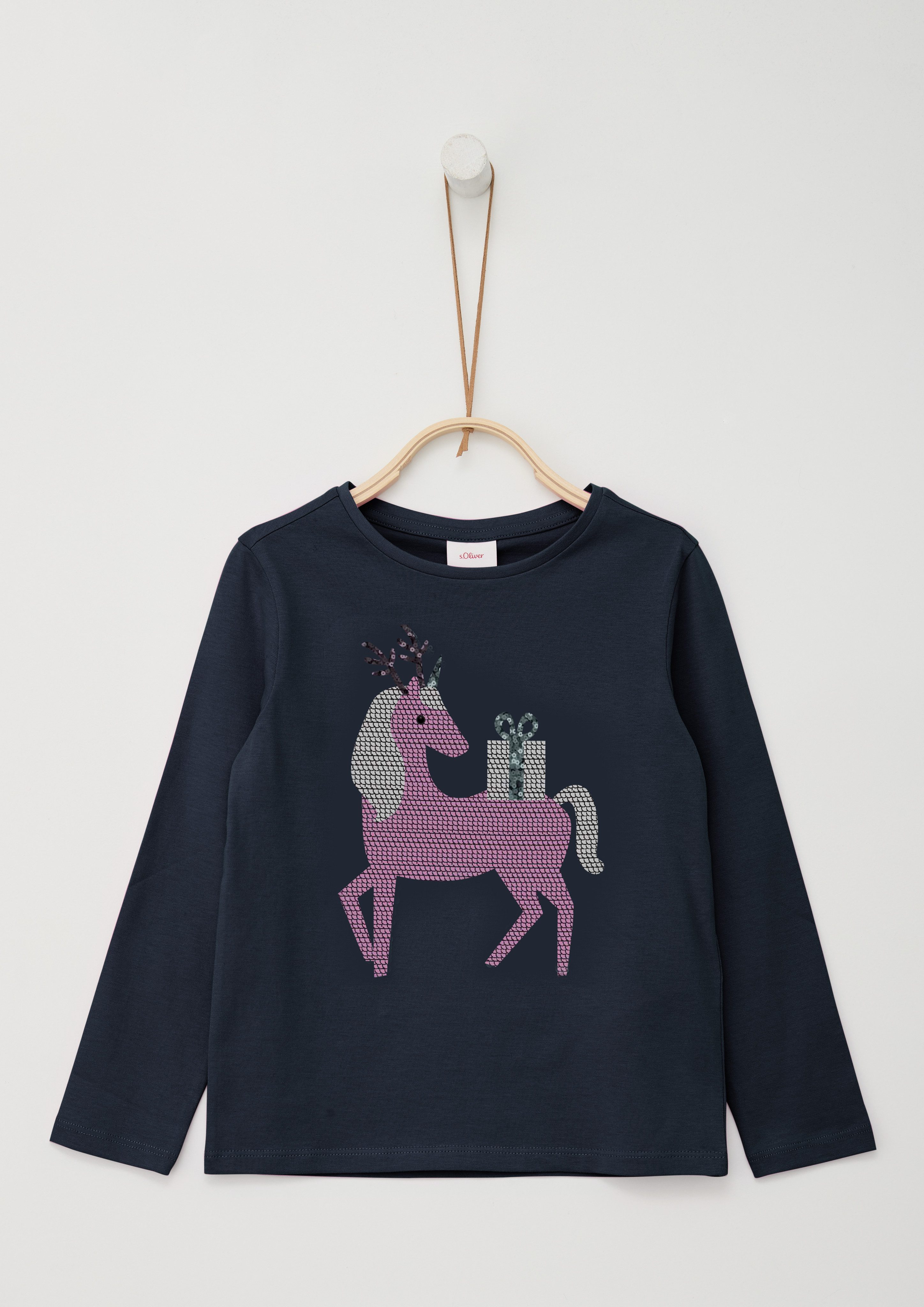 s.Oliver RED LABEL Junior Shirt met lange mouwen met paard van pailletten