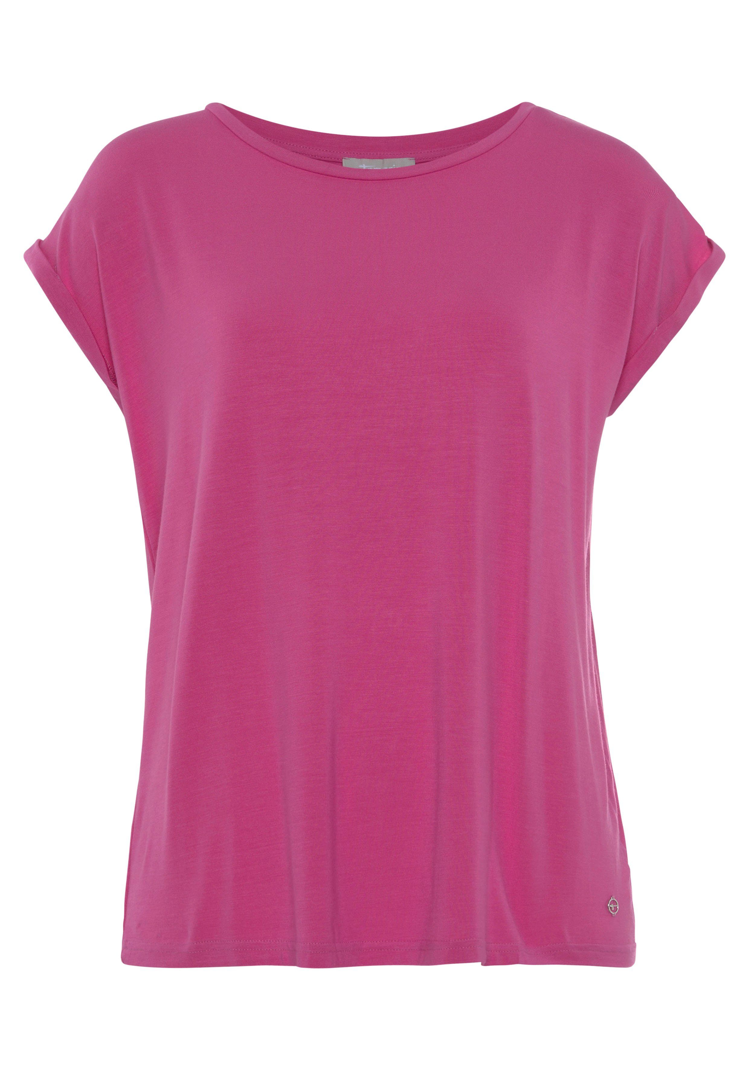 Tamaris T-shirt Korte mouwen, regular fit, effen, met ronde hals