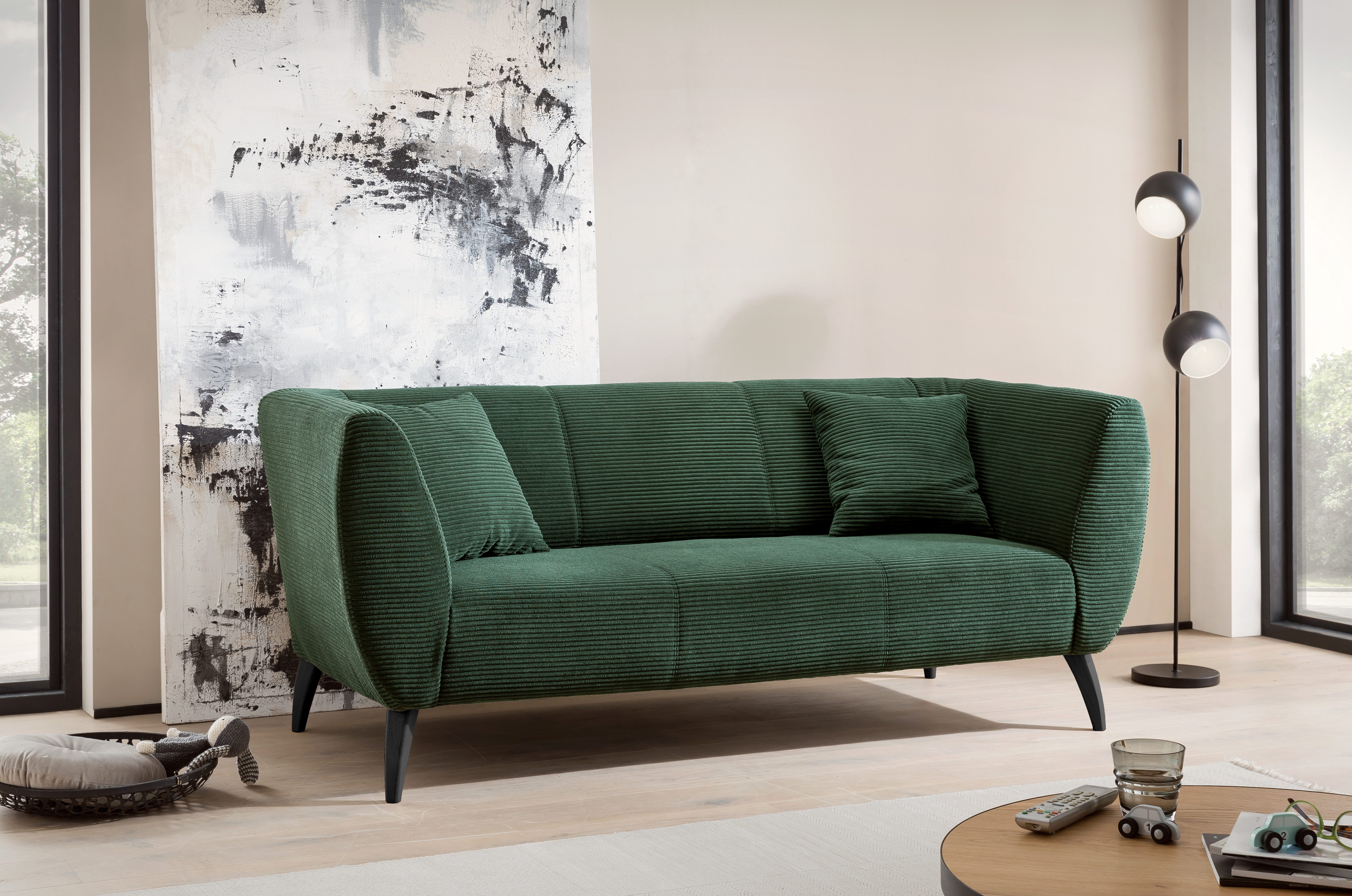 INOSIGN 3-zitsbank twee verschillende pootkleuren naar keuze