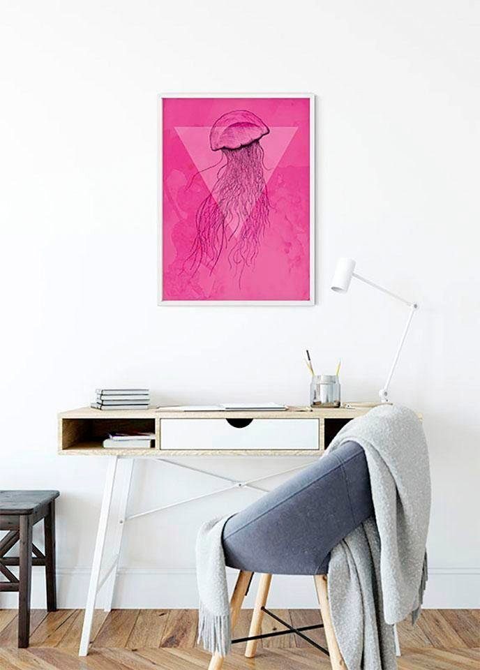 Komar Wanddecoratie Jellyfish pink Wanddecoratie - zonder lijst (1 stuk)