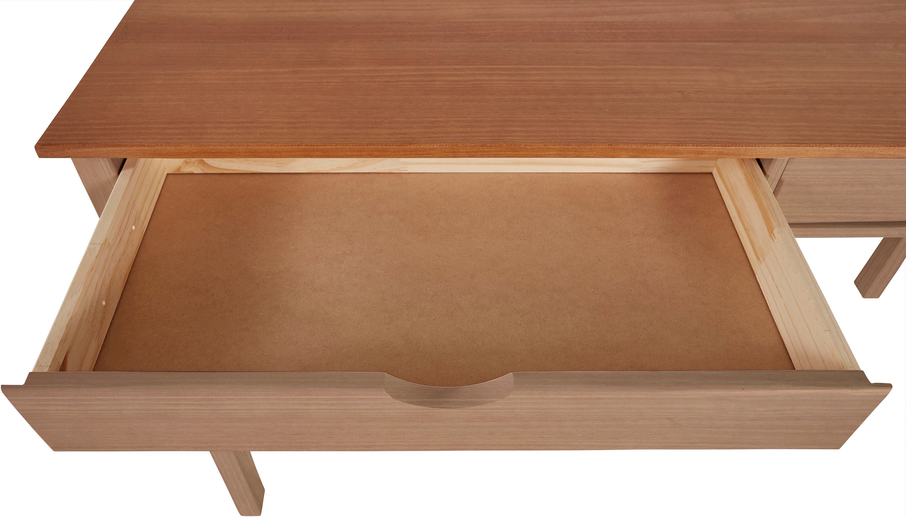 INOSIGN Bureau Gava van massief grenenhout, met praktische verzonken grepen, breedte 140 cm