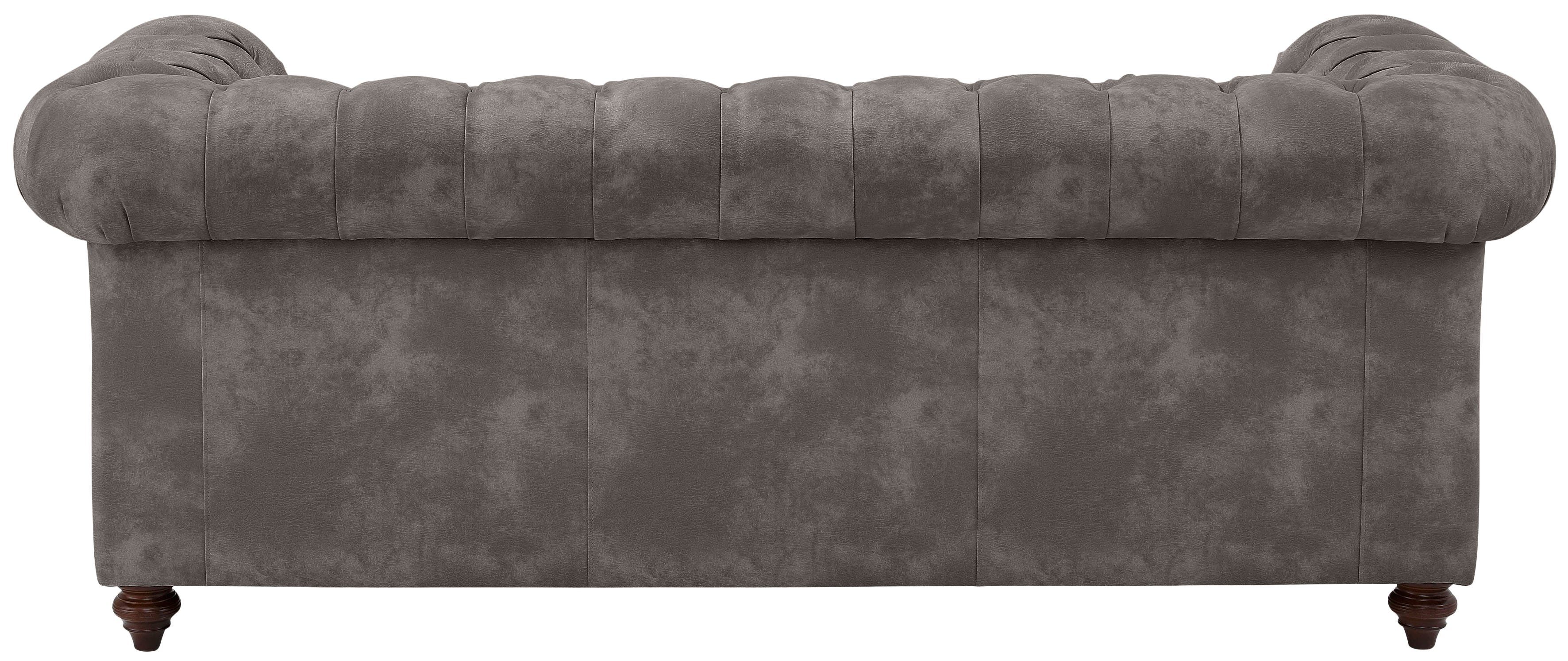 Home affaire Chesterfield-bank Chesterfield 3-zits B/D/H: 198/89/74 cm met hoogwaardige knoopdetails, ook in leer