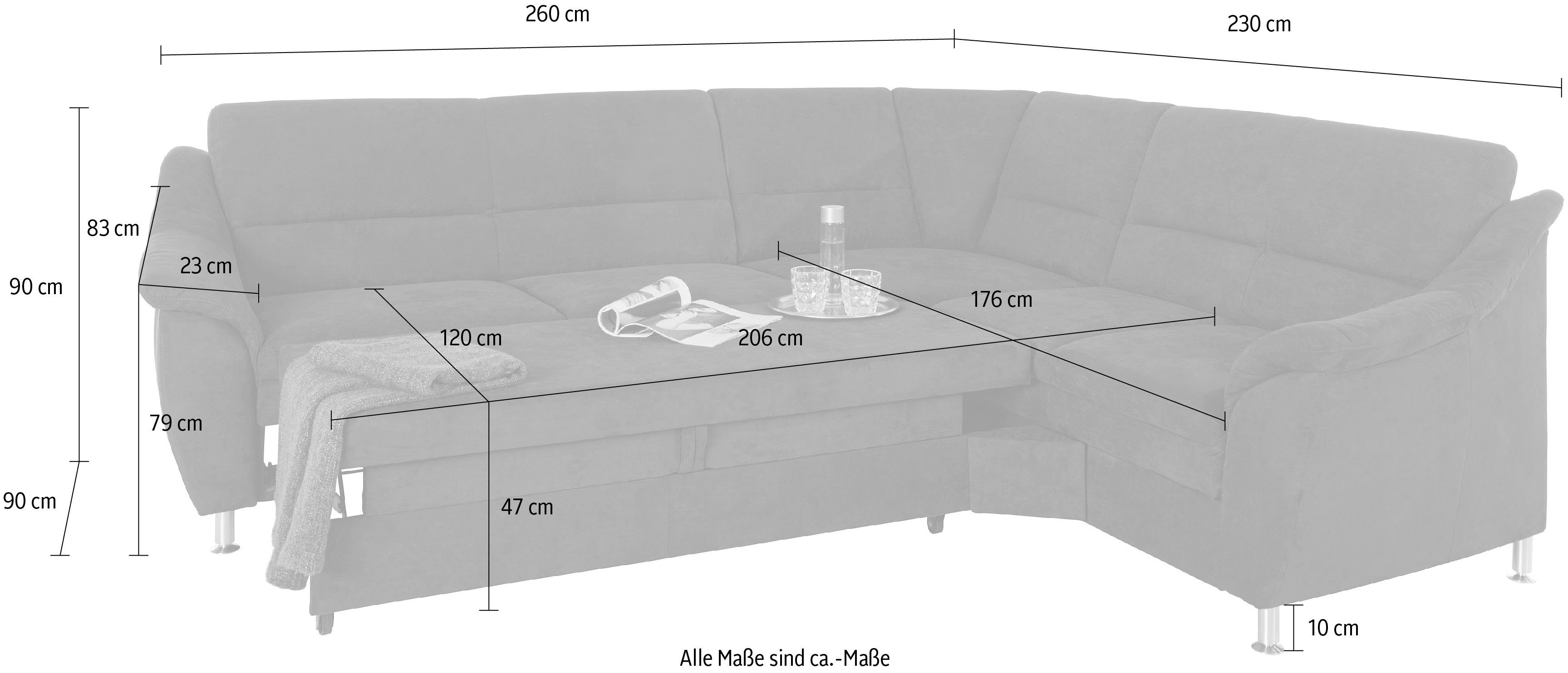 Places of Style Hoekbank Cardoso L-vorm met trapezehoek voor meer zitcomfort, naar keuze ook met slaapfunctie