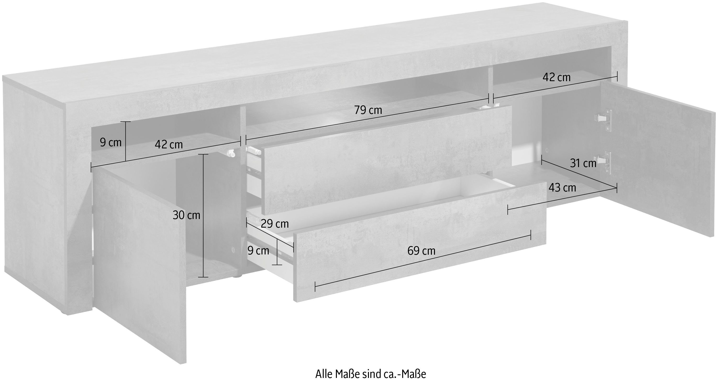 borchardt Möbel Tv-meubel Santa Fe Breedte 166 cm