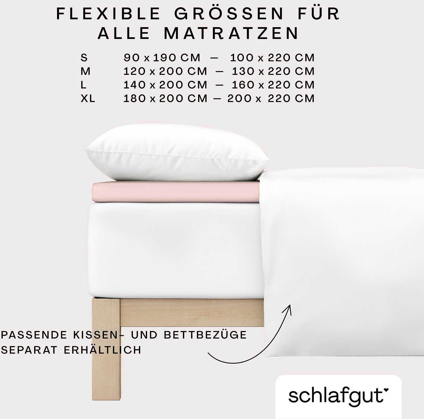Schlafgut Hoeslaken PURE TOPPER in maat 90x200, 140x200 of 180x200 cm, hoes voor topper van 100% biologische katoen, voor matrassen tot 10 cm hoogte, beddengoed (1 stuk)