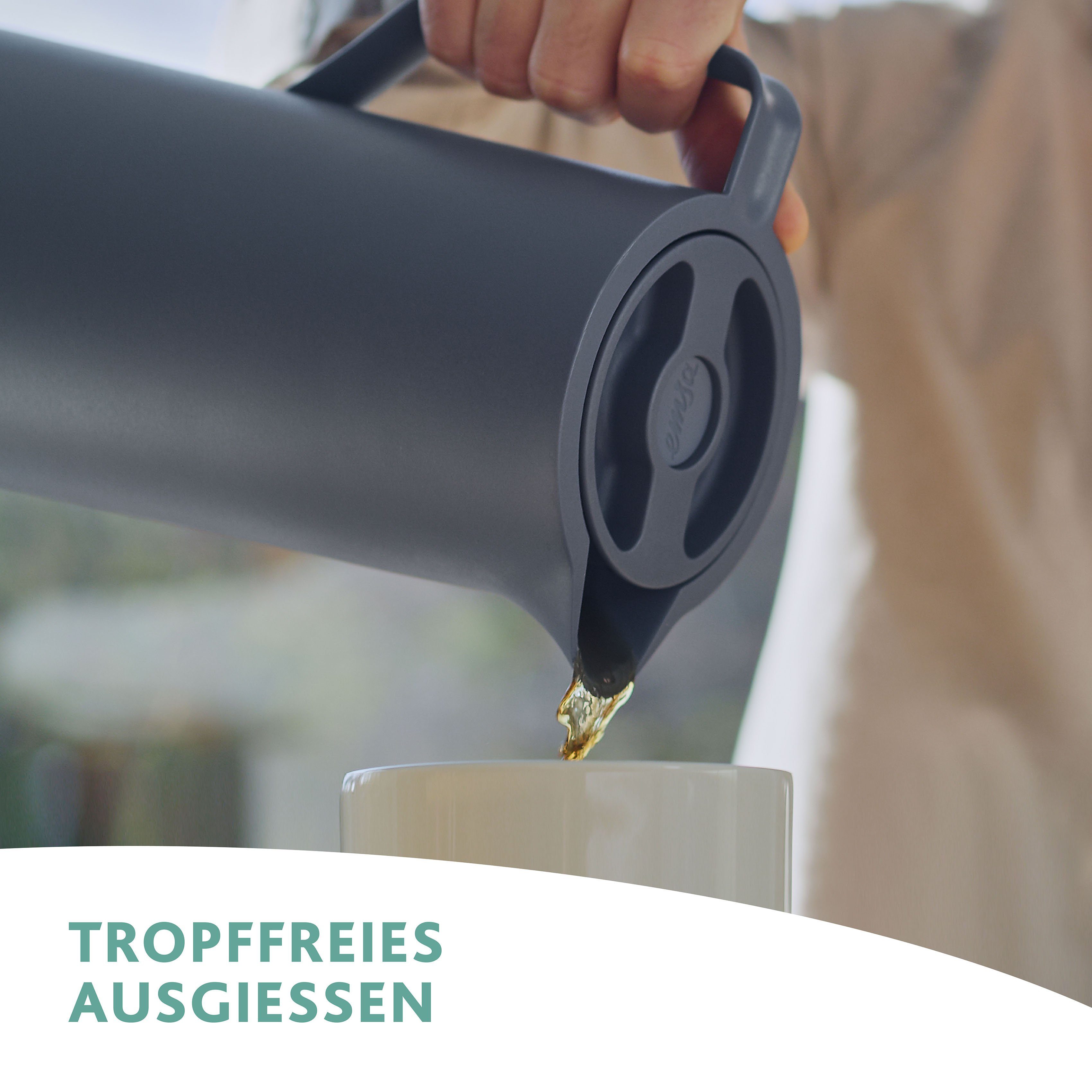 Emsa Thermoskan Motiva Quick-Press deksel, eenhandbediening, 12u warm/24u koud, glazen fles (1 stuk)