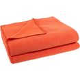 zoeppritz deken soft-fleece met gehaakte rand oranje