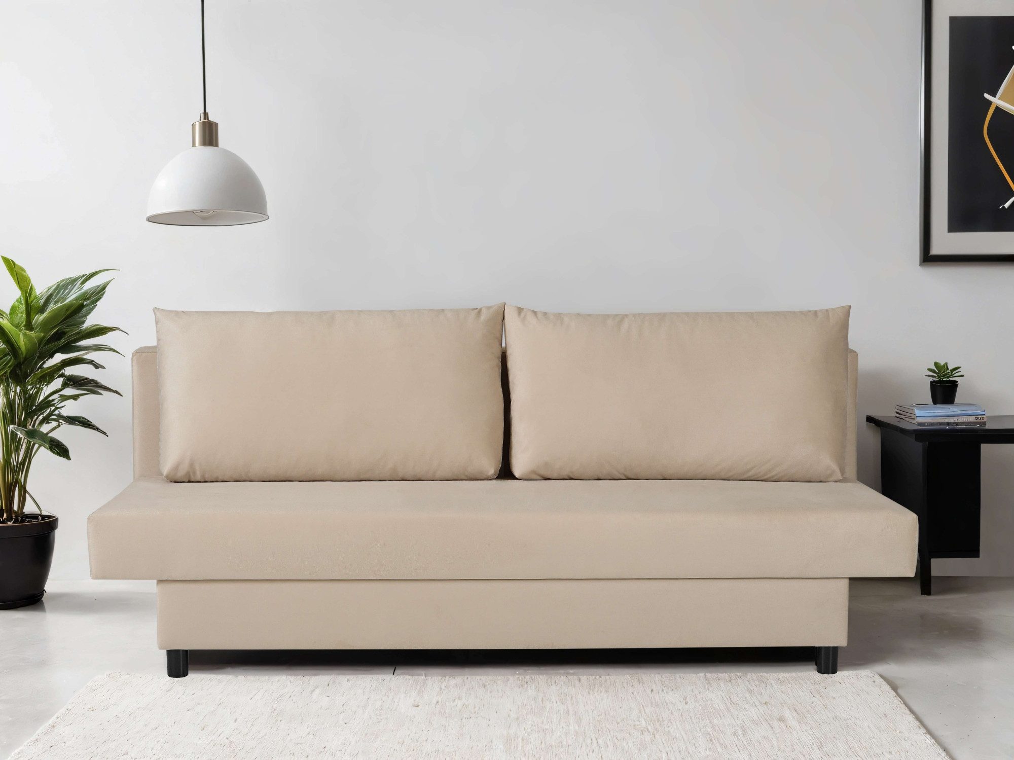 INOSIGN 3-zitsbank SAWYER slaapbank met bedlade en golfvering onderhoudsvriendelijke bekleding: velvet & structuur, b/d/h 193/86/83,5 cm beige,