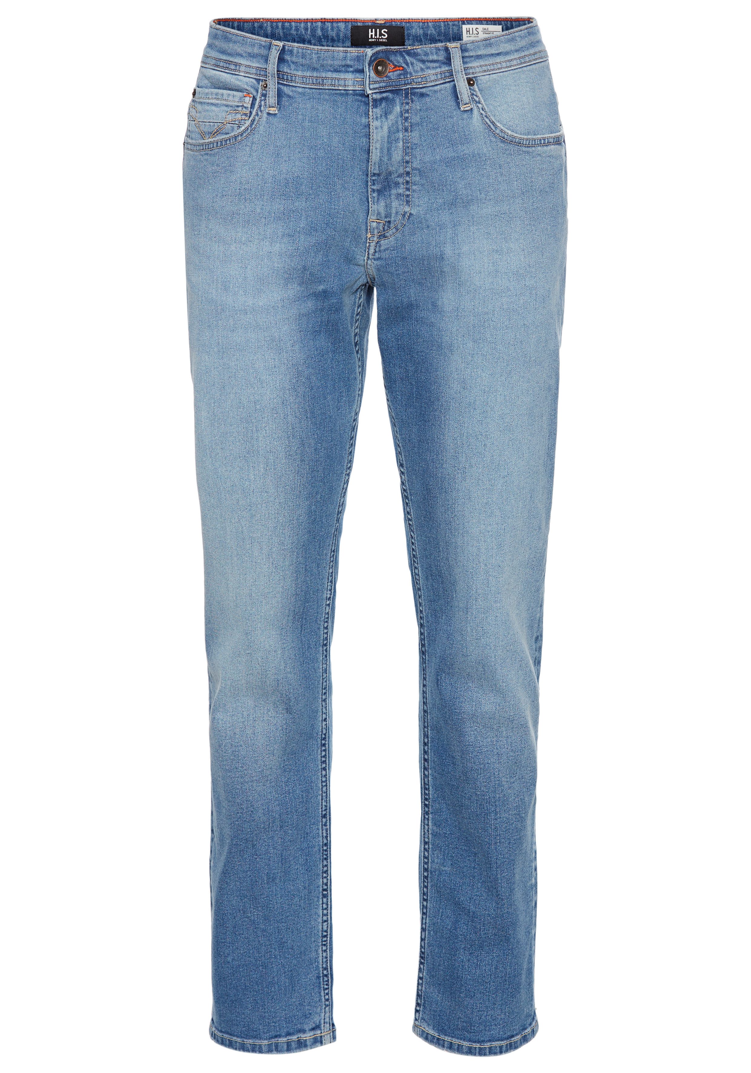 H.I.S Straight jeans NEW DALE rechte broek, met used-effecten, lage taille