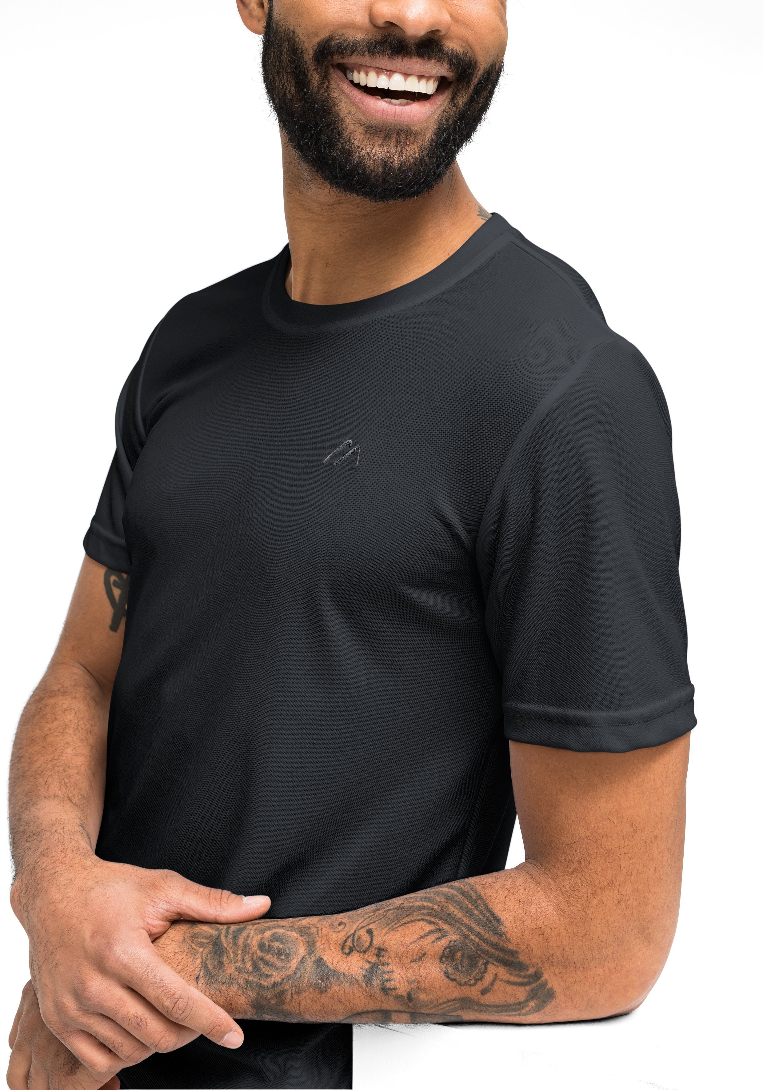 Maier Sports Functioneel shirt Walter Heren T-shirt, ronde hals pique outdoor shirt, snel drogend