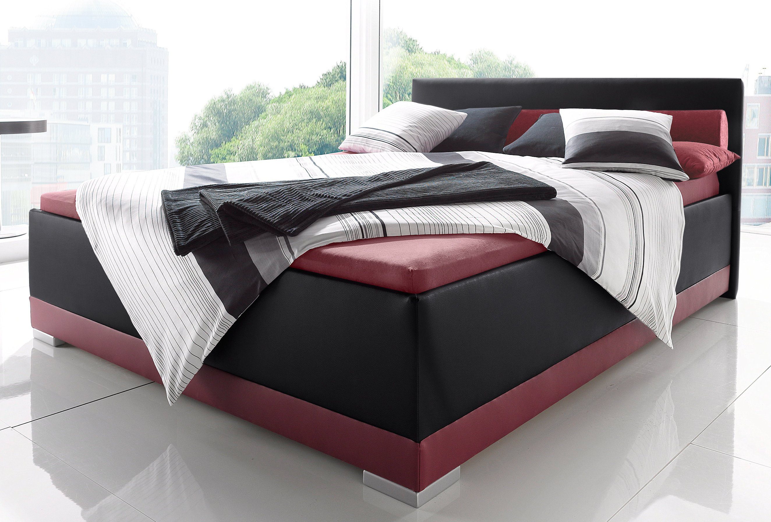 Maintal Gestoffeerd bed Imitatieleer, in 6 verschillende uitvoeringen, made in Germany