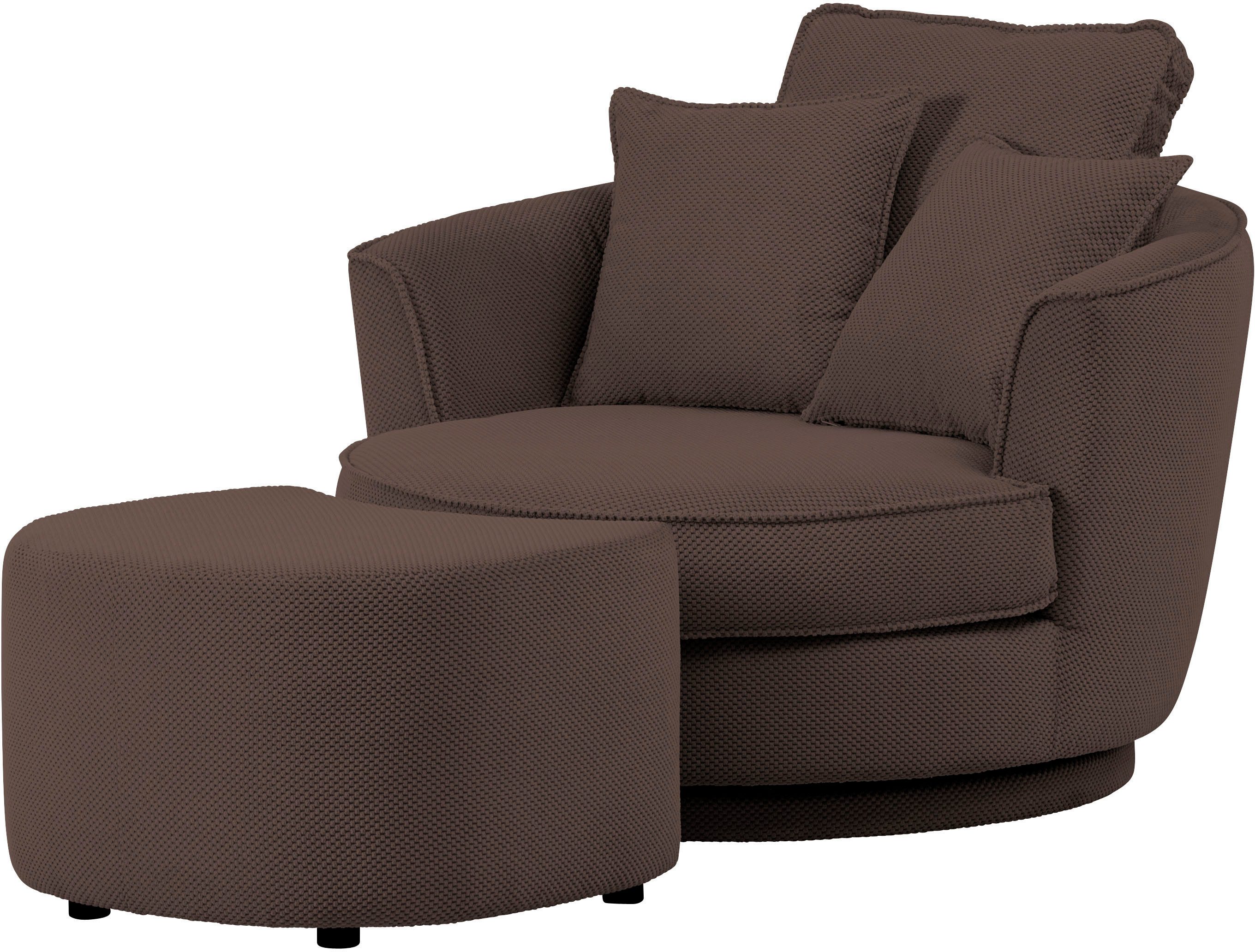 Leonique Draaibare fauteuil MAISIE, Love Seat XXL leesfauteuil, grote fauteuil met poef(2 stuks)