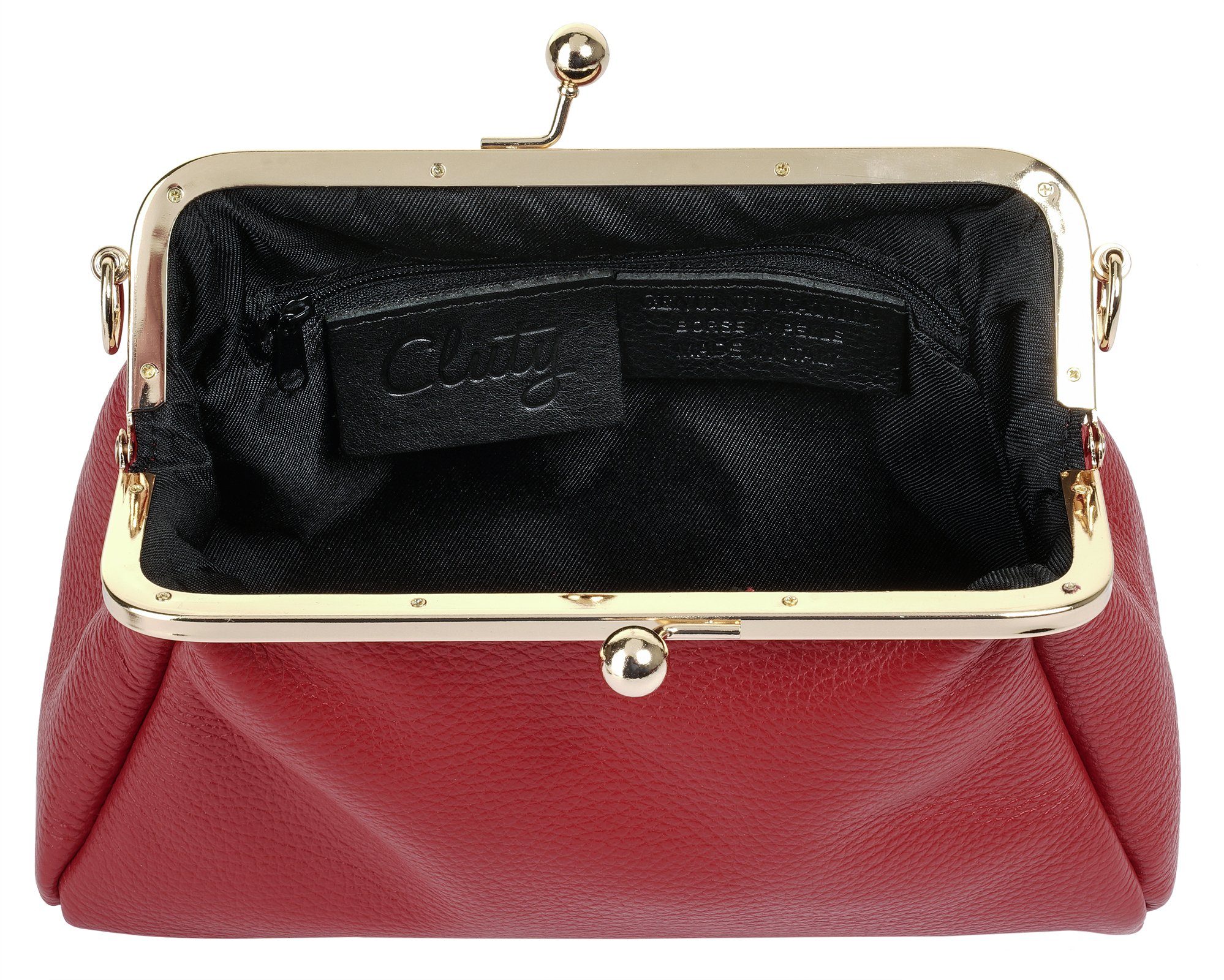Cluty Avondtasje echt leer, made in italy