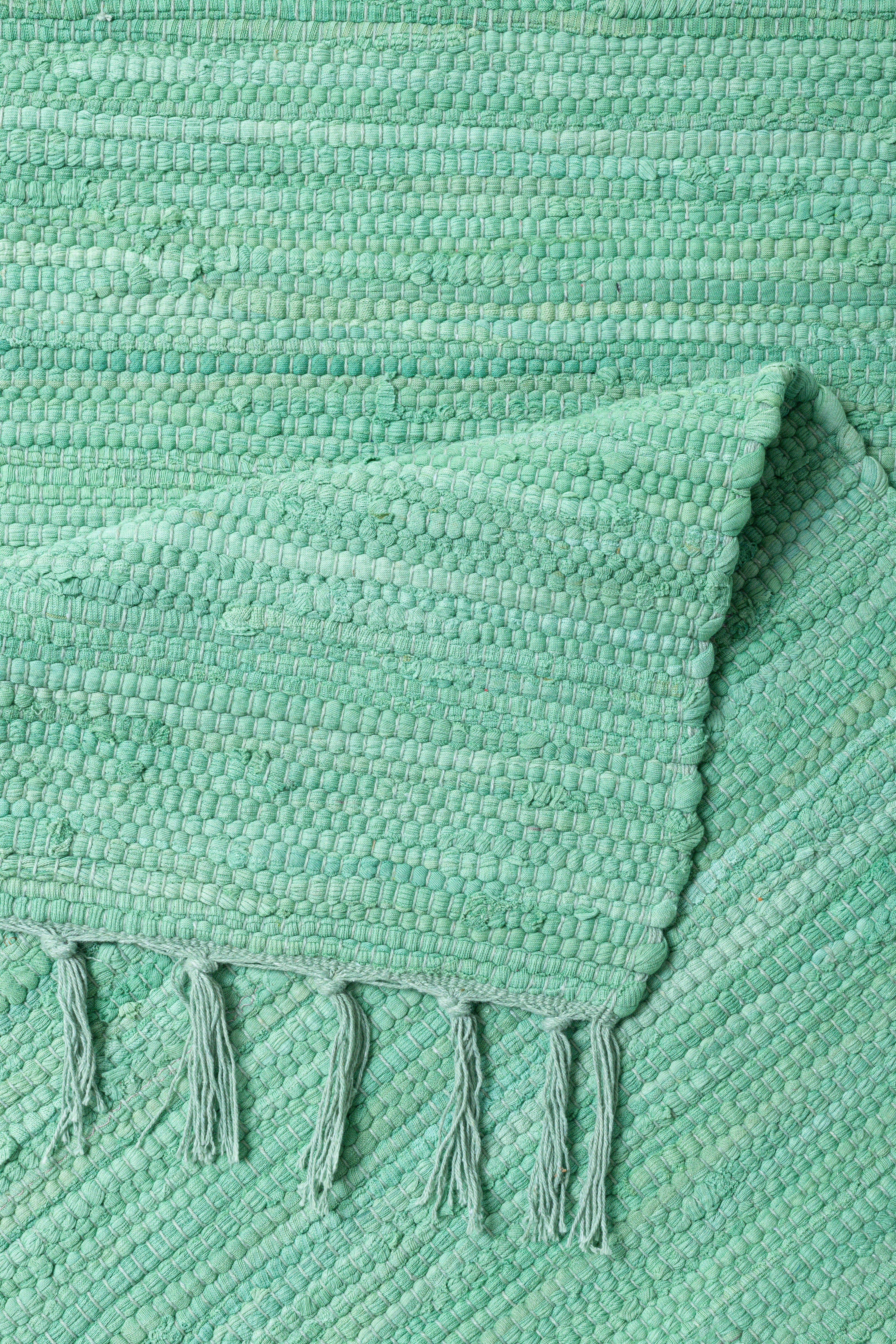 my home Vloerkleed Ares Effen kleuren, handgeweven, met franjes, puur katoen, wasbaar, loper