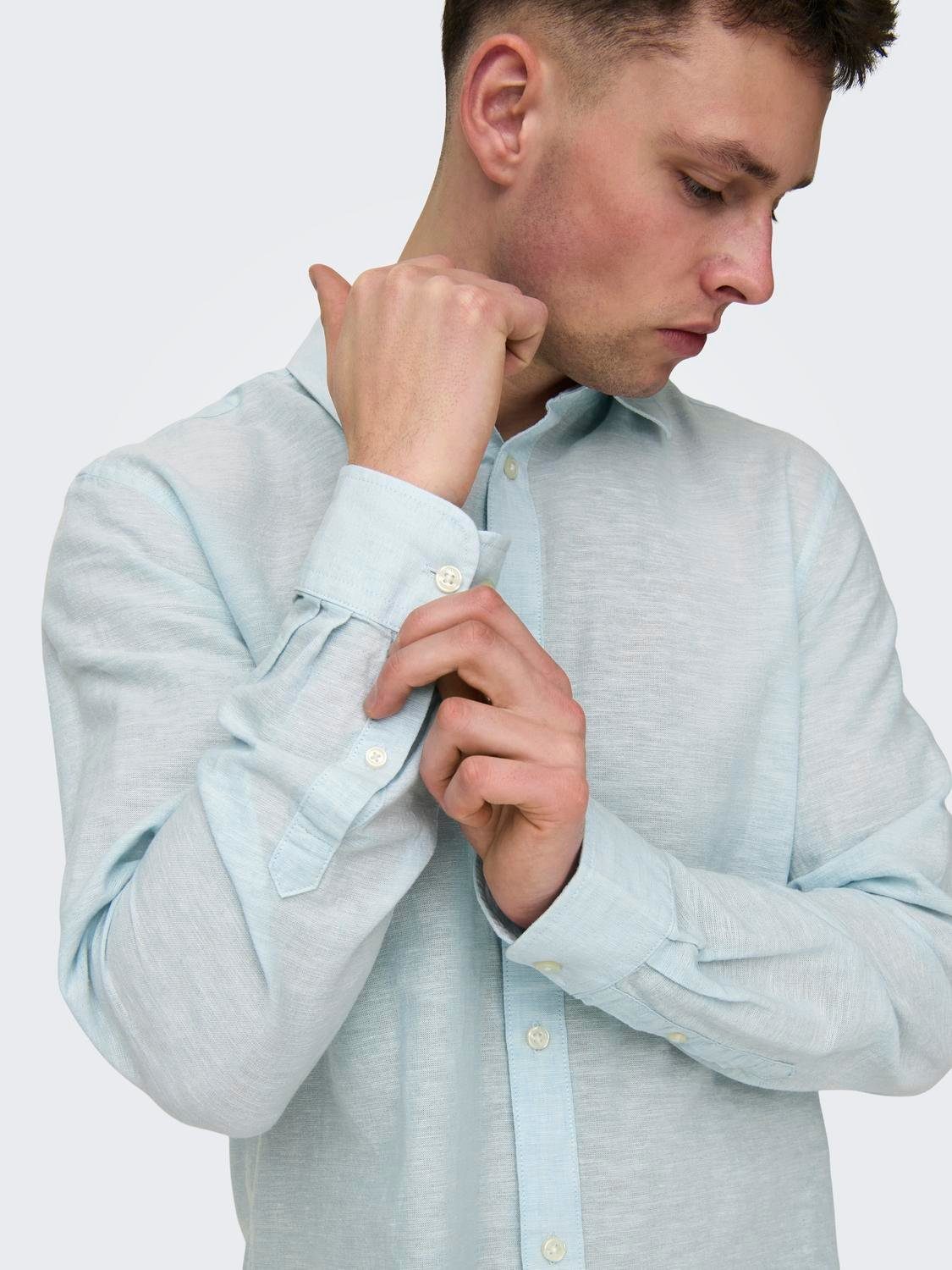 ONLY & SONS Overhemd met lange mouwen ONSCAIDEN LS SOLID LINEN SHIRT NOOS