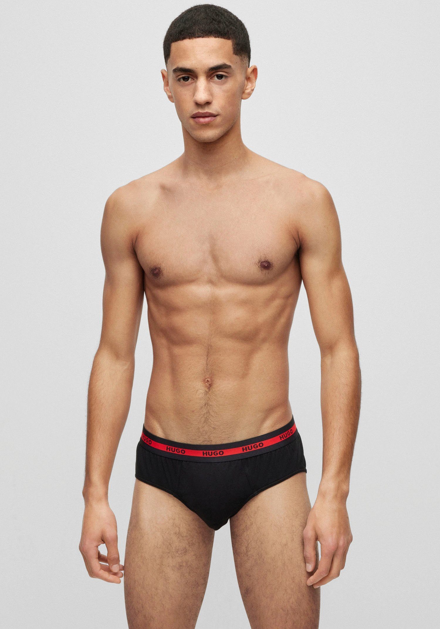 HUGO underwear Slip met contraststrepen en logo-opschriften op de tailleband (set, 3 stuks, In driepack)