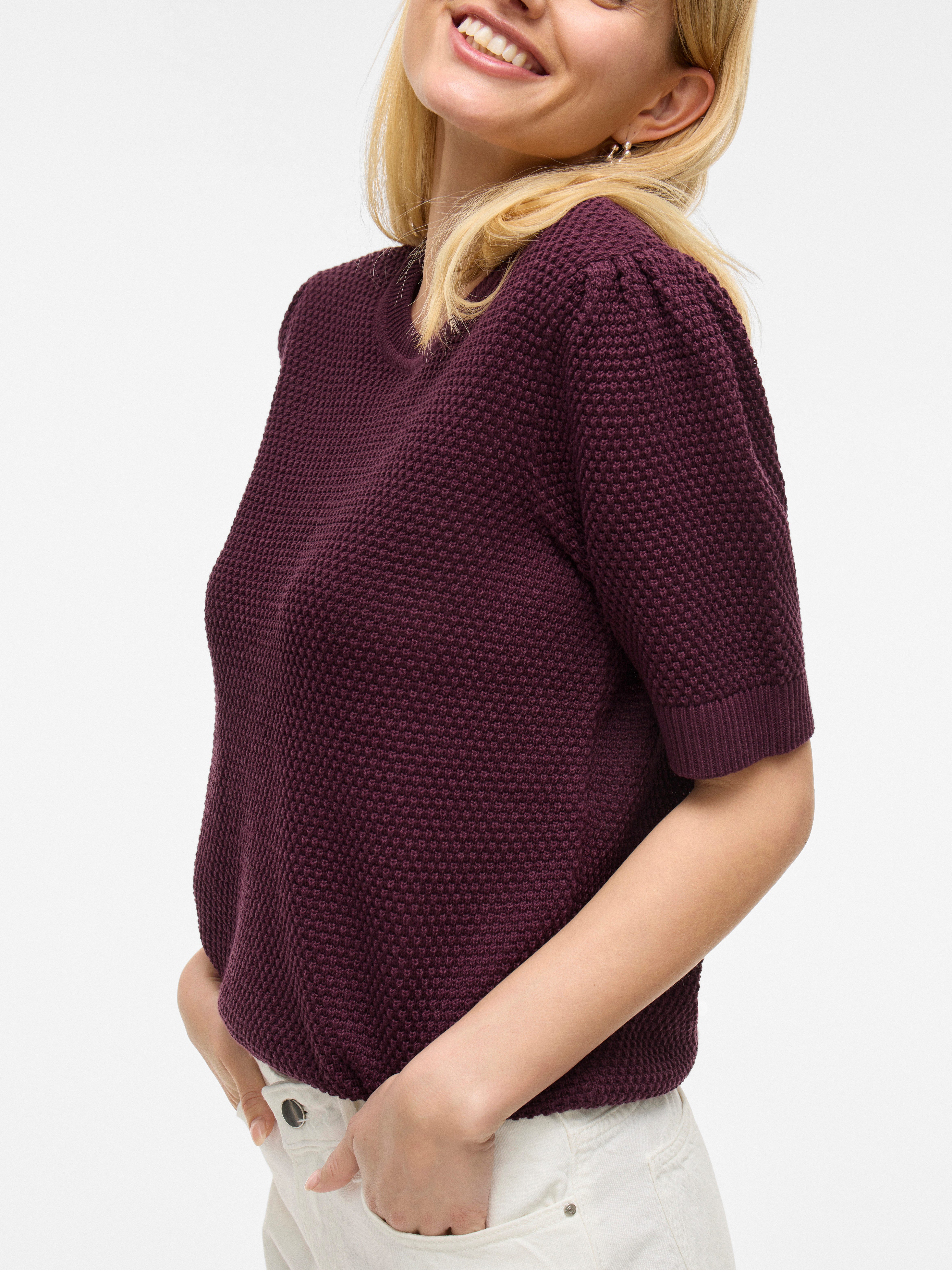 Vila Trui met korte mouwen VIDALO O-NECK S/S KNIT TOP - NOOS