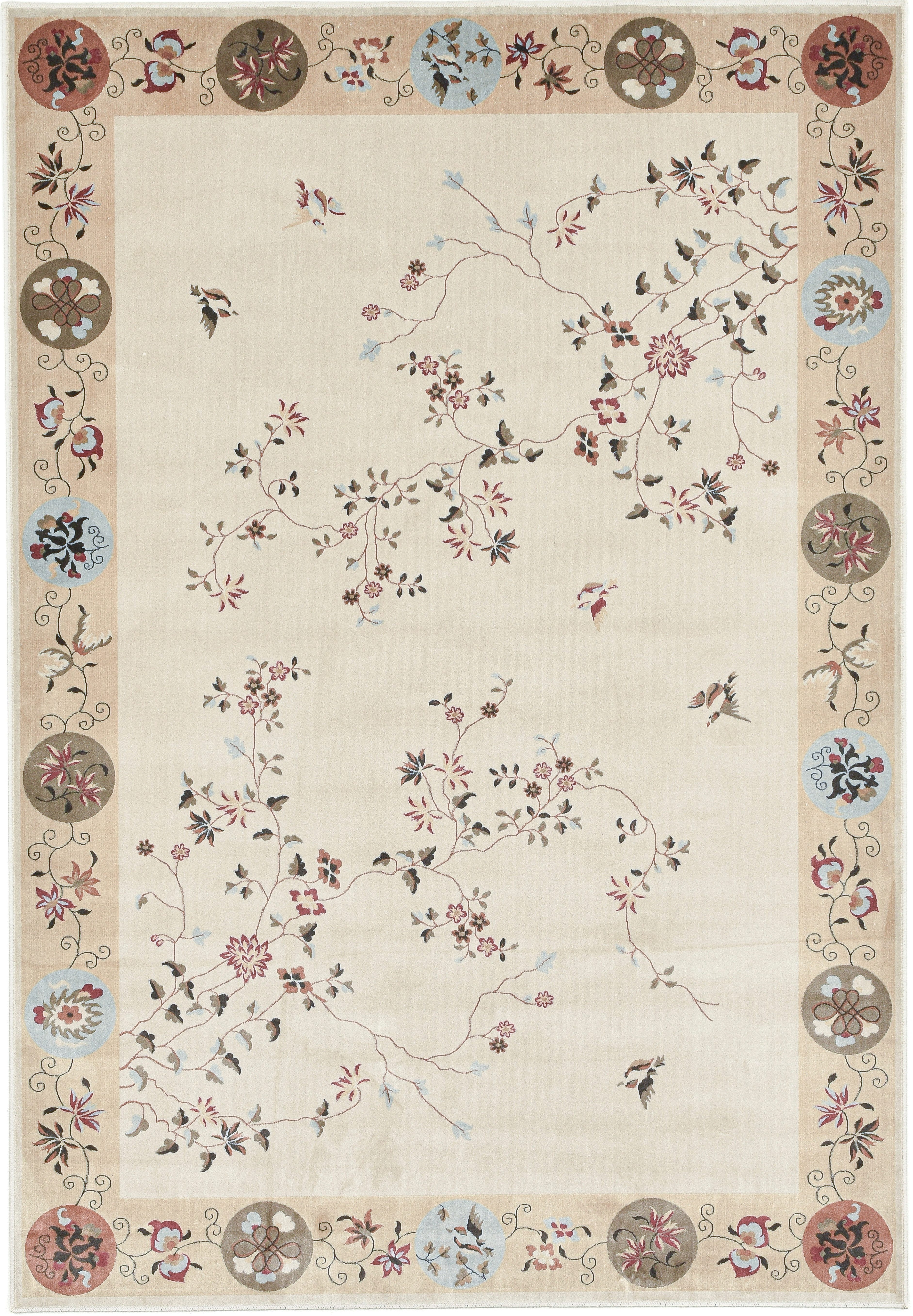 Gino Falcone Vloerkleed Cherina GF-130 zacht bloemen ontwerp, met bies, lichte glans, 100% viscose moderne vloerkleden maat 200 cm x 290 cm x 8 mm