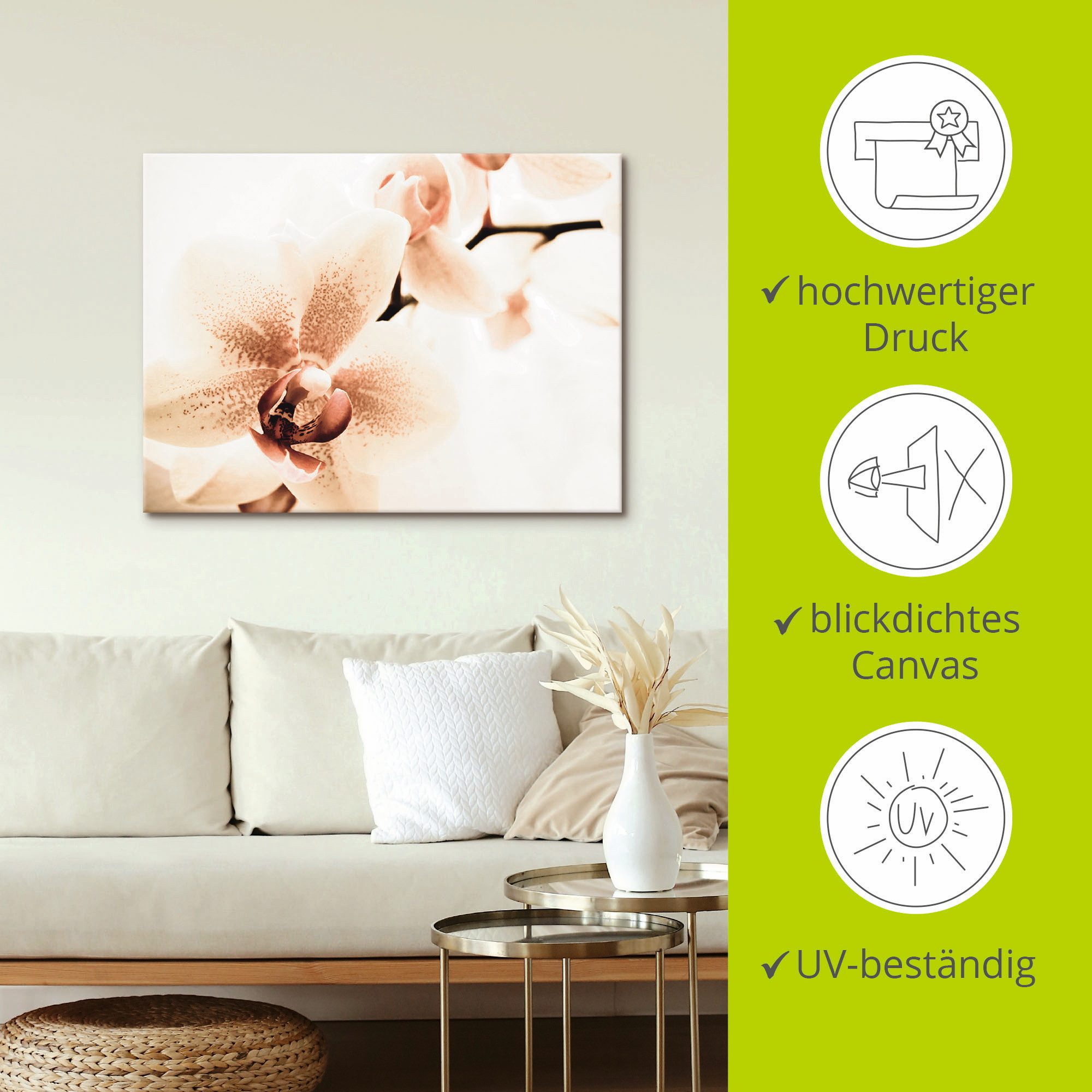 Artland Artprint Orchidee abstracte collage als artprint op linnen, poster in verschillende formaten maten