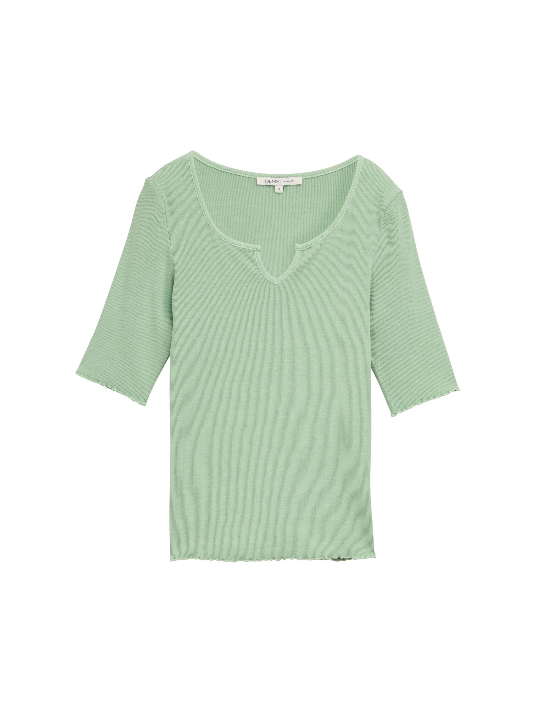 Tom Tailor Denim T-shirt met ribstructuur