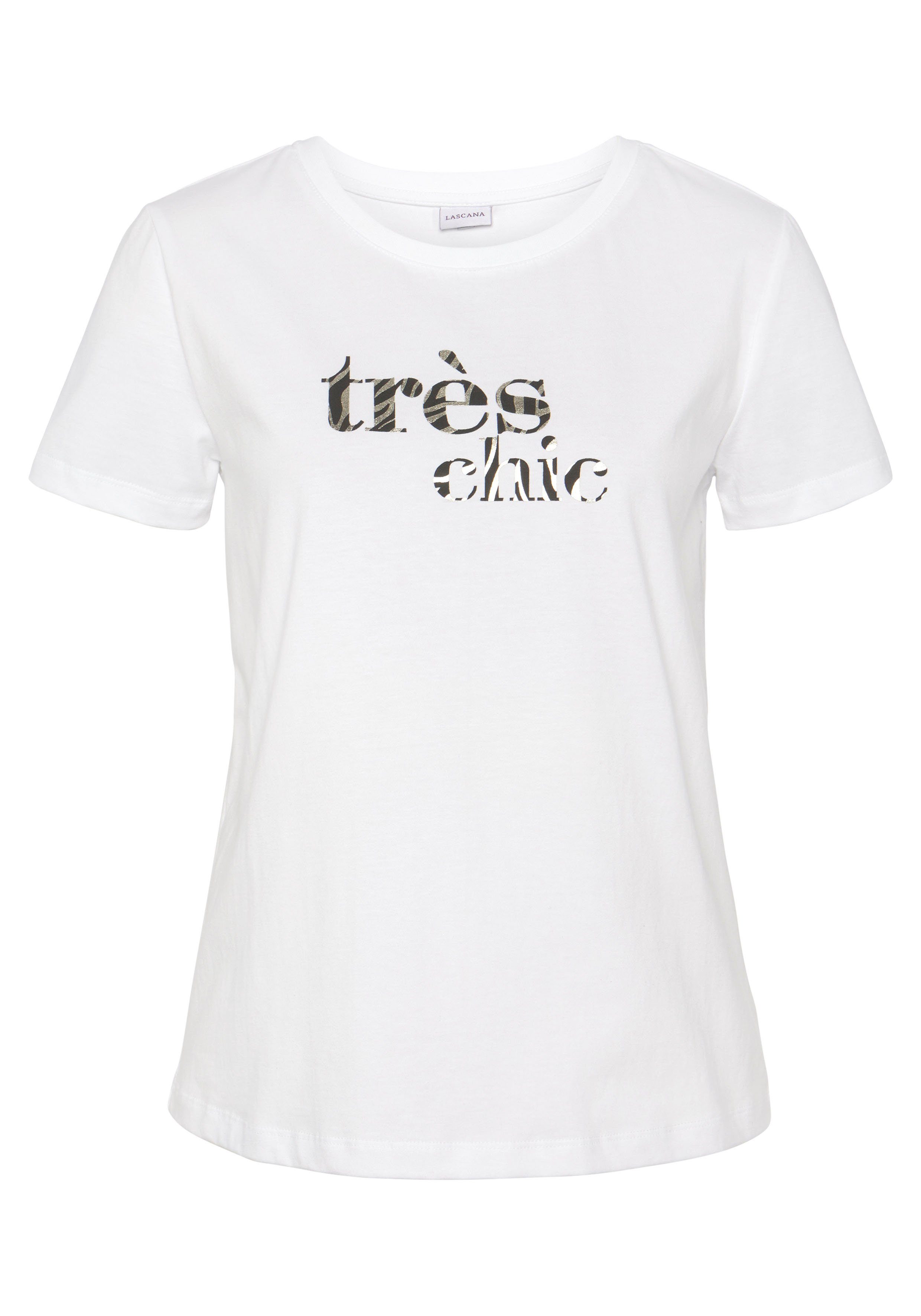 Lascana T-shirt met print, katoenen shirt met korte mouwen, casual-chic