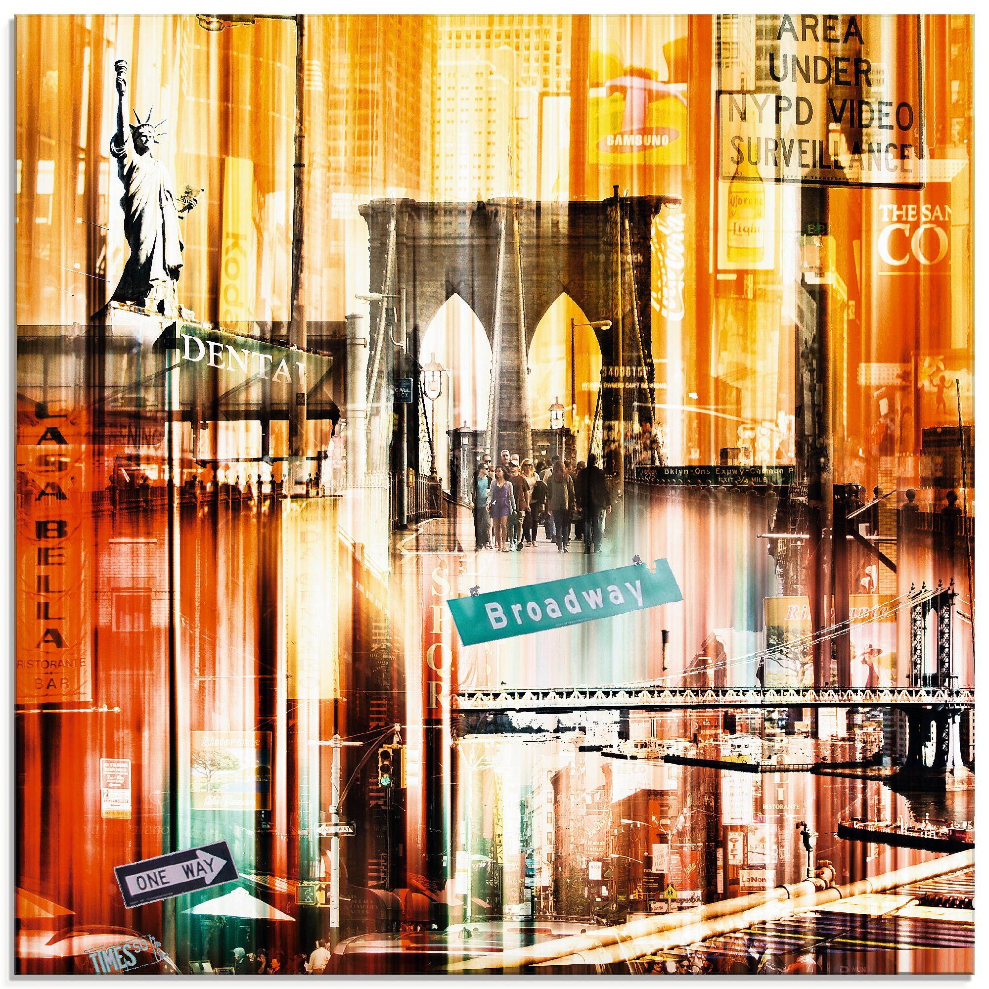 Artland Print op glas New York New York City - Skyline collage 16 (1 stuk)