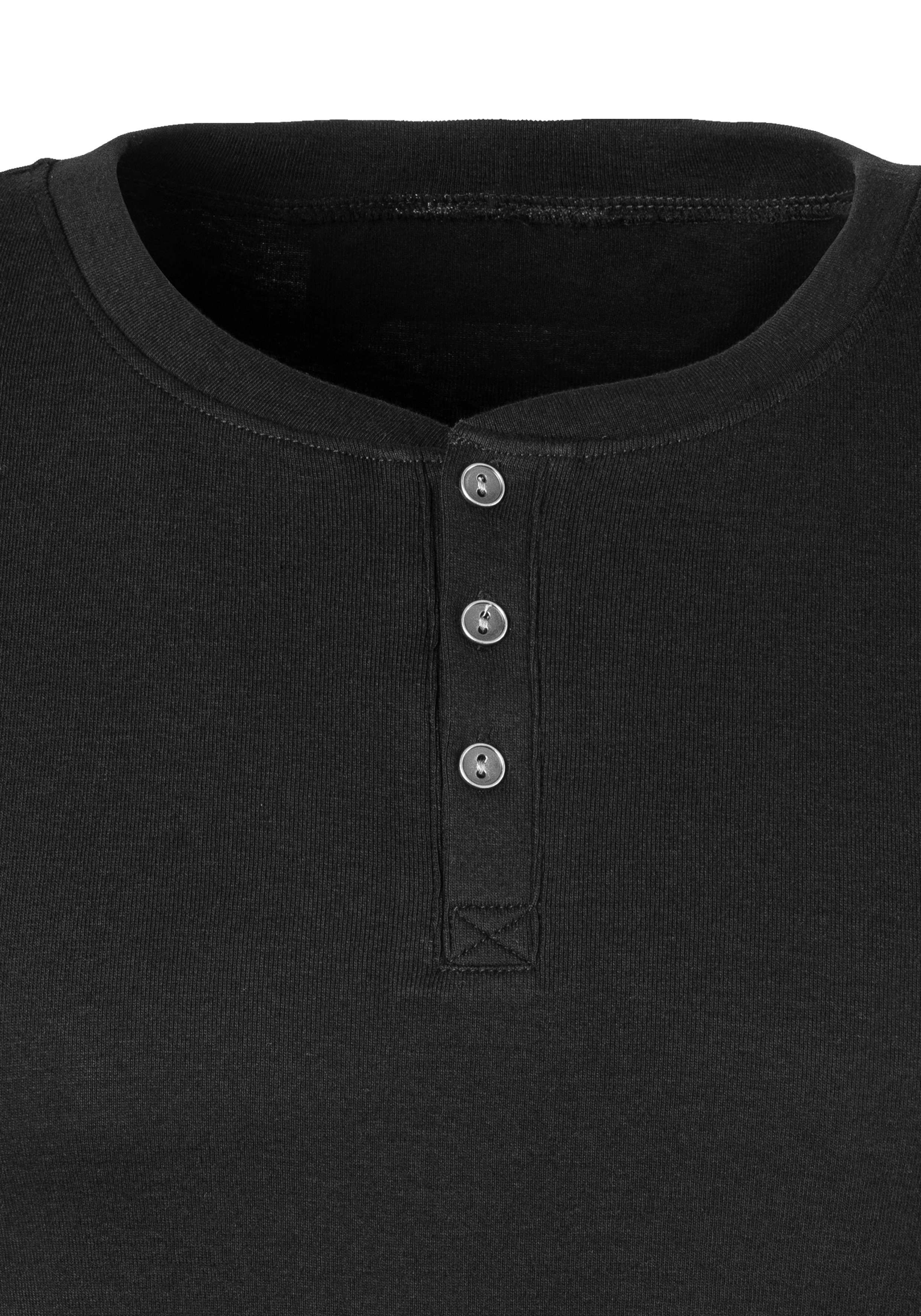 H.I.S T-shirt met een verfijnde knoopsluiting perfect als onderhemd (set)