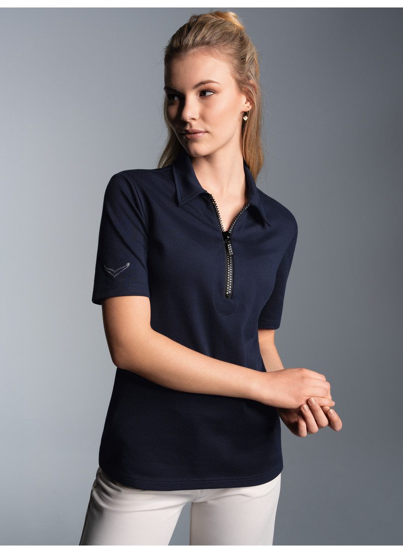 Trigema Poloshirt TRIGEMA slim fit poloshirt met kristallen (1-delig)